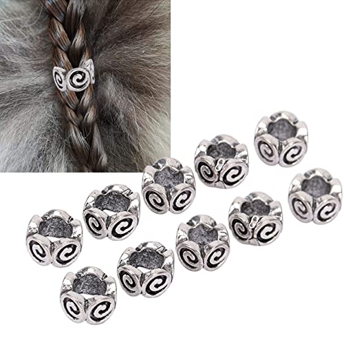 50pcs 9mm Hair Tube Beads - Viking Beard Beads & Norse Hair Accessories for Men, Retro Wave Pattern DIY Jewelry for Braiding, Bracelets & Necklaces - Perfect for Cosplay, LARP & Boho Fashion