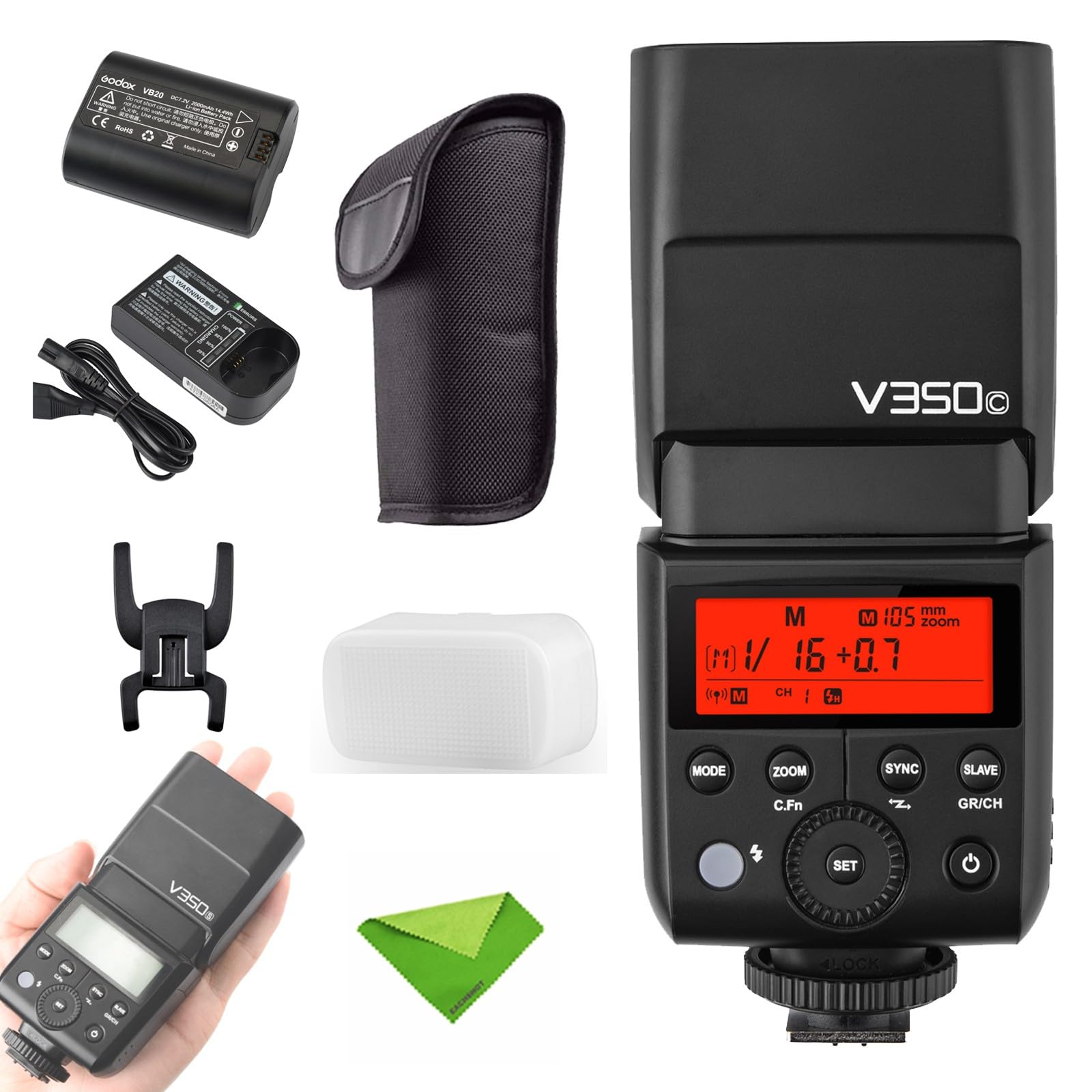 Godox V350C Flash for Canon | 1/8000s HSS | 2.4G Wireless | GN36 500 Full Power | 0.1-1.7s Recycle Time | TTL Speedlight for Canon 6D, 80D, 77D, 70D, 60D, 50D, 40D, 30D, 800D, 750D/760D, 700D, 650D, 600D, 550D, 500D | Perfect for Portrait, Wedding & Event Photography (V350-C)