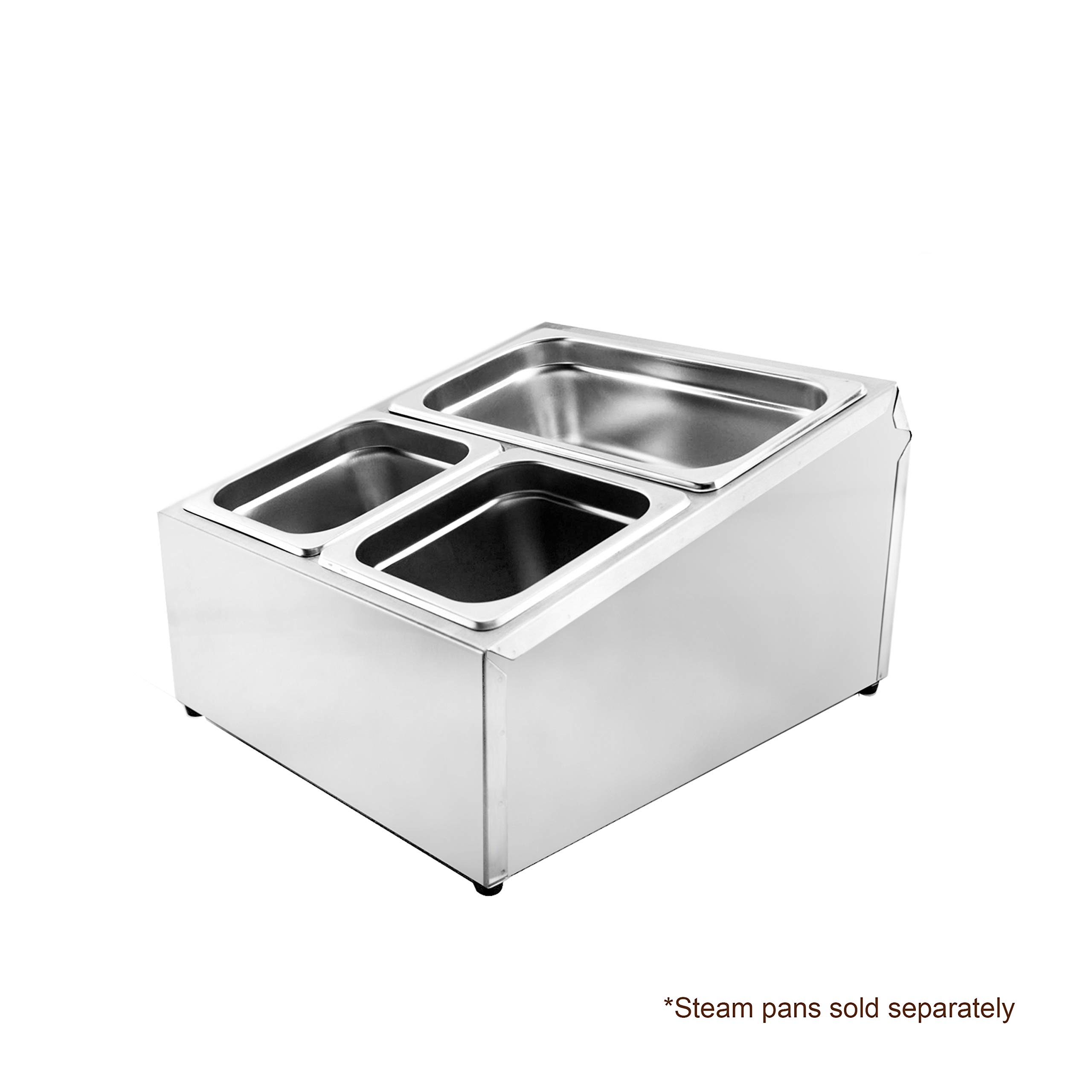 Thunder Group SLFC002 3-Compartment Stainless Steel Condiment Packet Holder - Fits 1/6 & 1/3 Size Steam Pans (Pans Not Included) - Perfect for Restaurants, Cafeterias & Food Service Stations