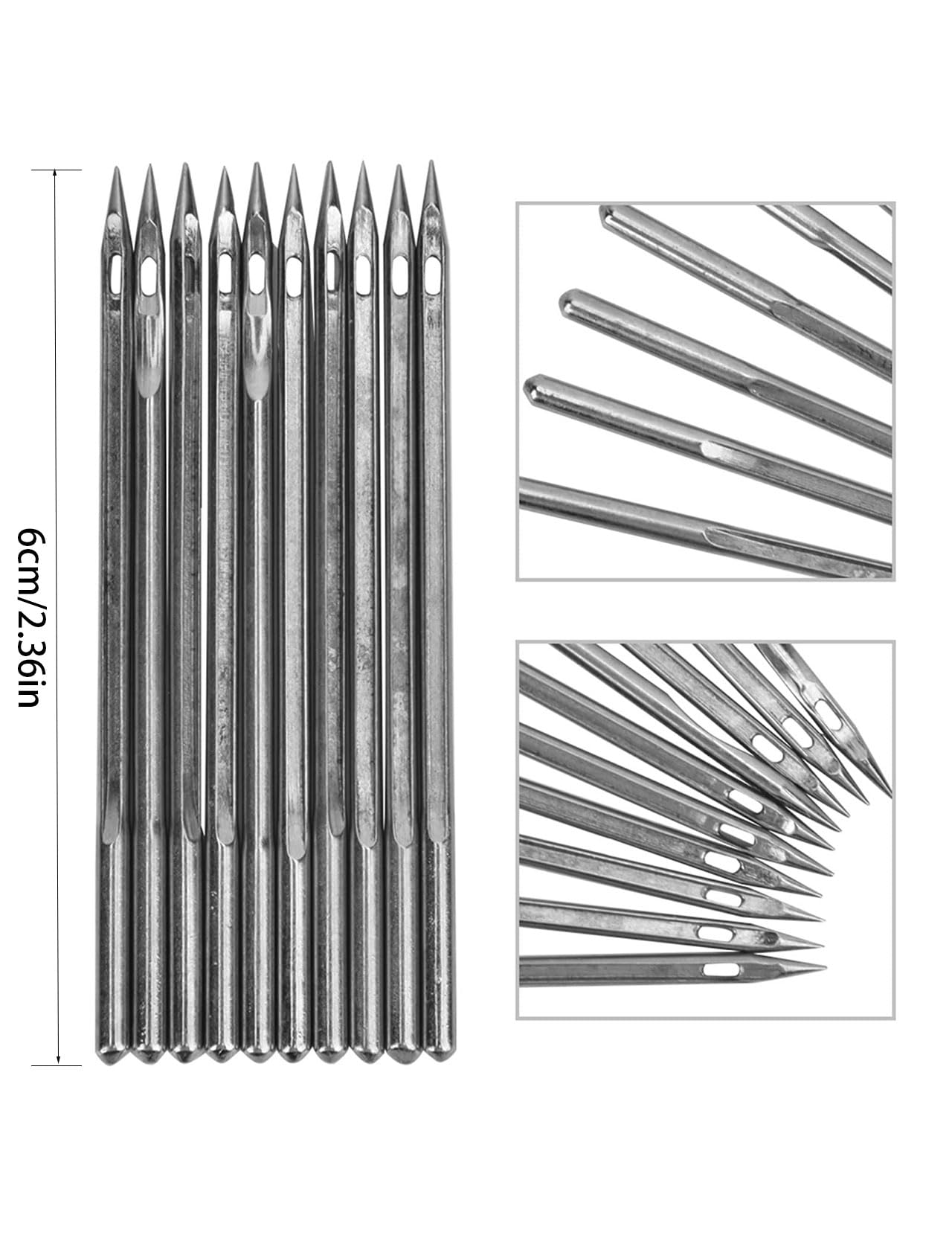10 Pcs Silver Stainless Steel Shoe Repair Needles - Professional Leather Sewing Machine Needles (SL-18) for Shoe Repair & Leather Craft - Perfect for Cobbler Shops, DIY Shoe Repair & Leatherworking Projects