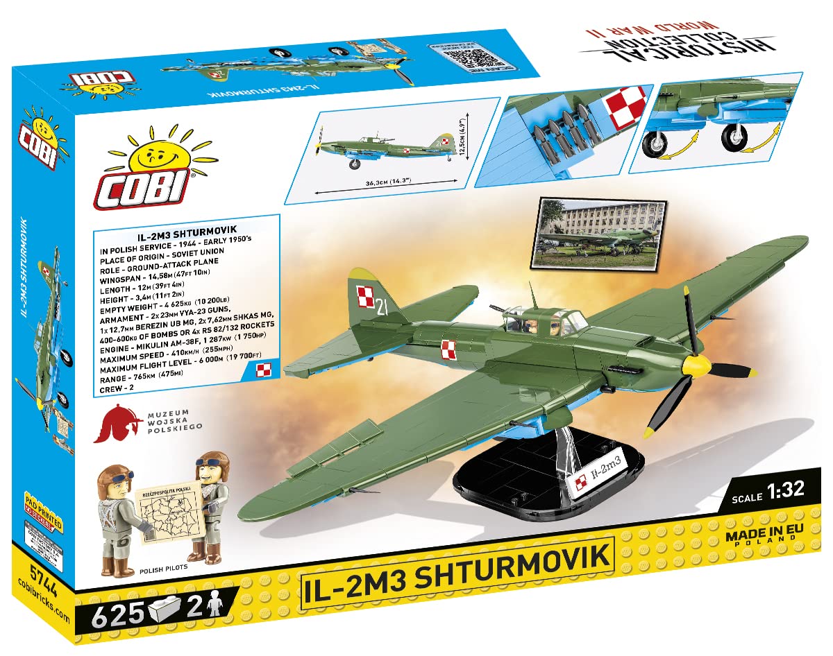 COBI Historical Collection IL-2M3 Aircraft Model - Polish Army Museum Edition - WWII Military Plane Building Kit for Collectors & History Enthusiasts | Perfect for Display, Gifts & Educational Scenes