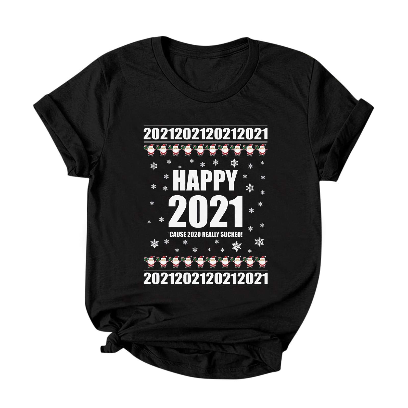 Women's Christmas Printed Round Neck Short Sleeve Blouse - Casual & Dressy T-Shirt Tops for Plus Size - Perfect for Holiday Parties & Office Wear