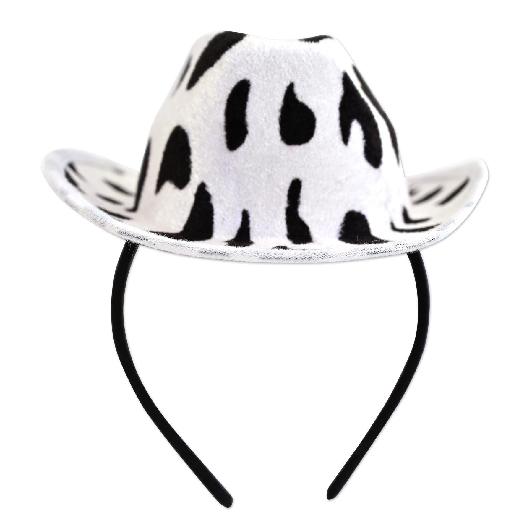 12 Pack Cow Print Cowboy Hat Headbands for Women & Men - Western Cowgirl Party Favors, Halloween Costume Accessories, Themed Birthday Decorations