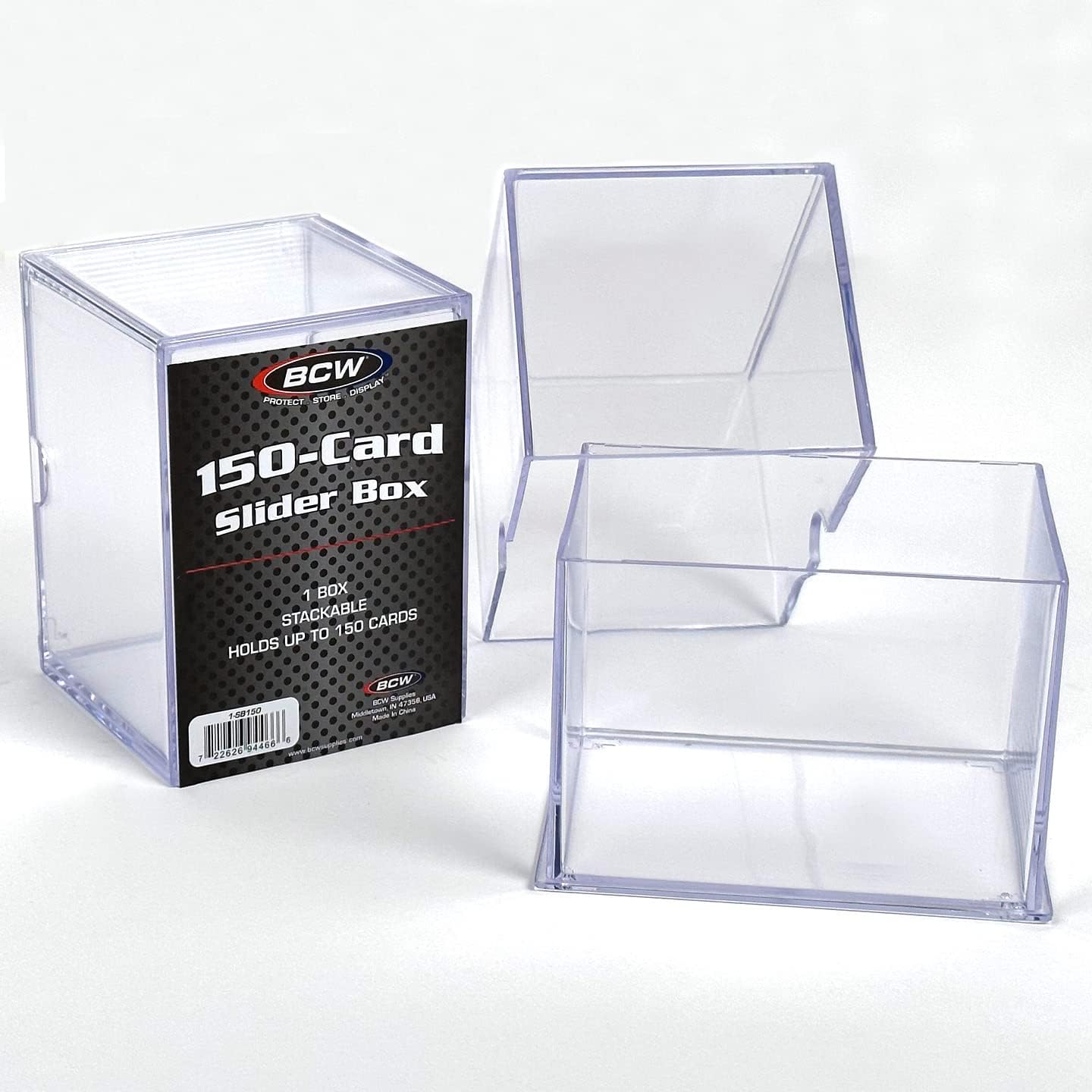 Premium BCW Card Slider Box - 150-Capacity Trading Card Storage for Magic The Gathering, Pokémon, Sports Cards | Durable, Stackable & Crystal Clear Design | Perfect for Collectors, Tournaments & Home Display (5-Pack)
