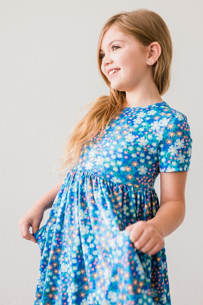 Spring Floral Short Sleeve Pocket Twirl Dress for Women - Perfect for Casual Outings, Picnics & Summer Parties