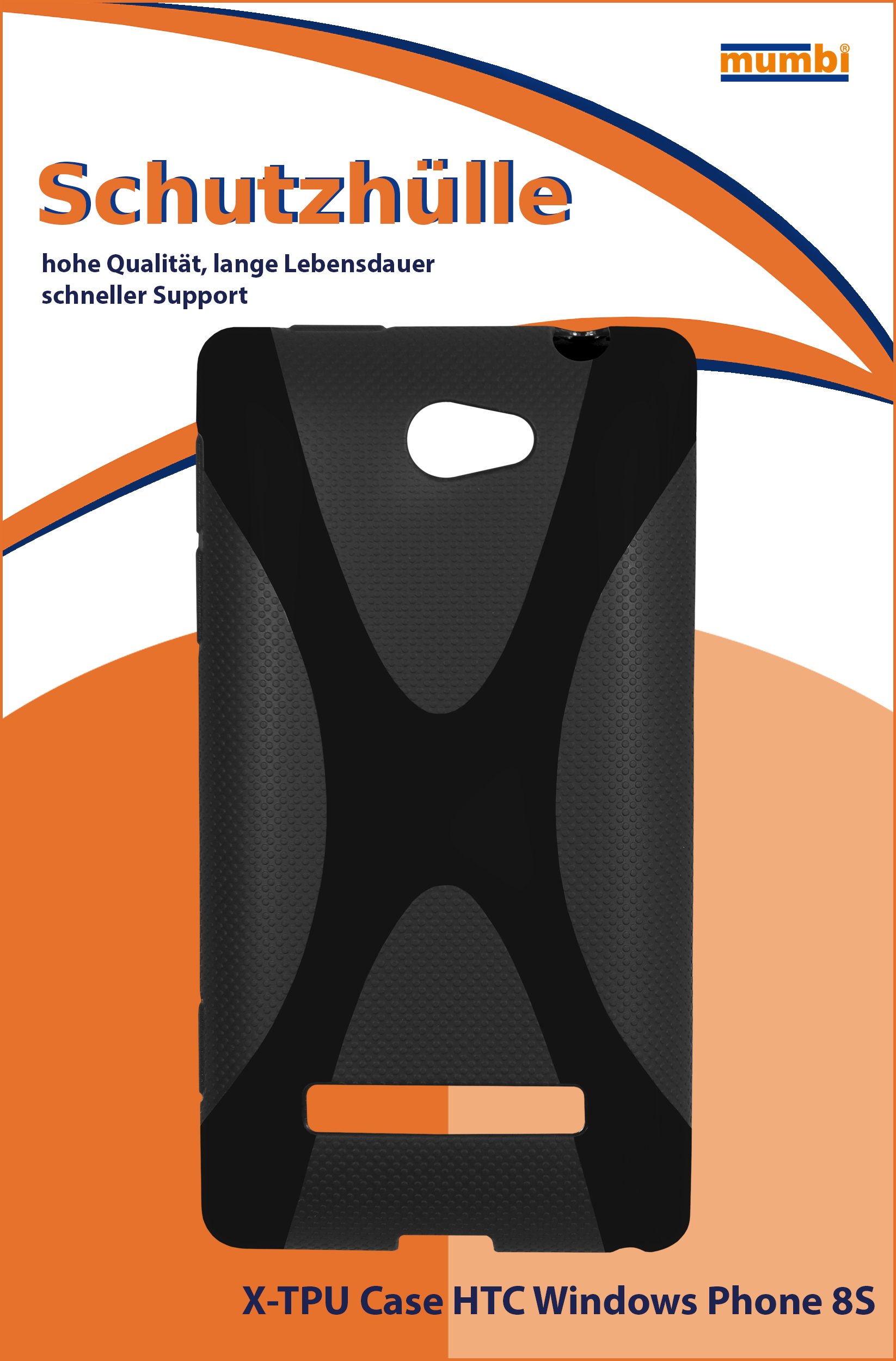 mumbi X-TPU Protective Case for HTC Windows Phone 8S - Durable Black TPU Cover for Everyday Use & Outdoor Protection