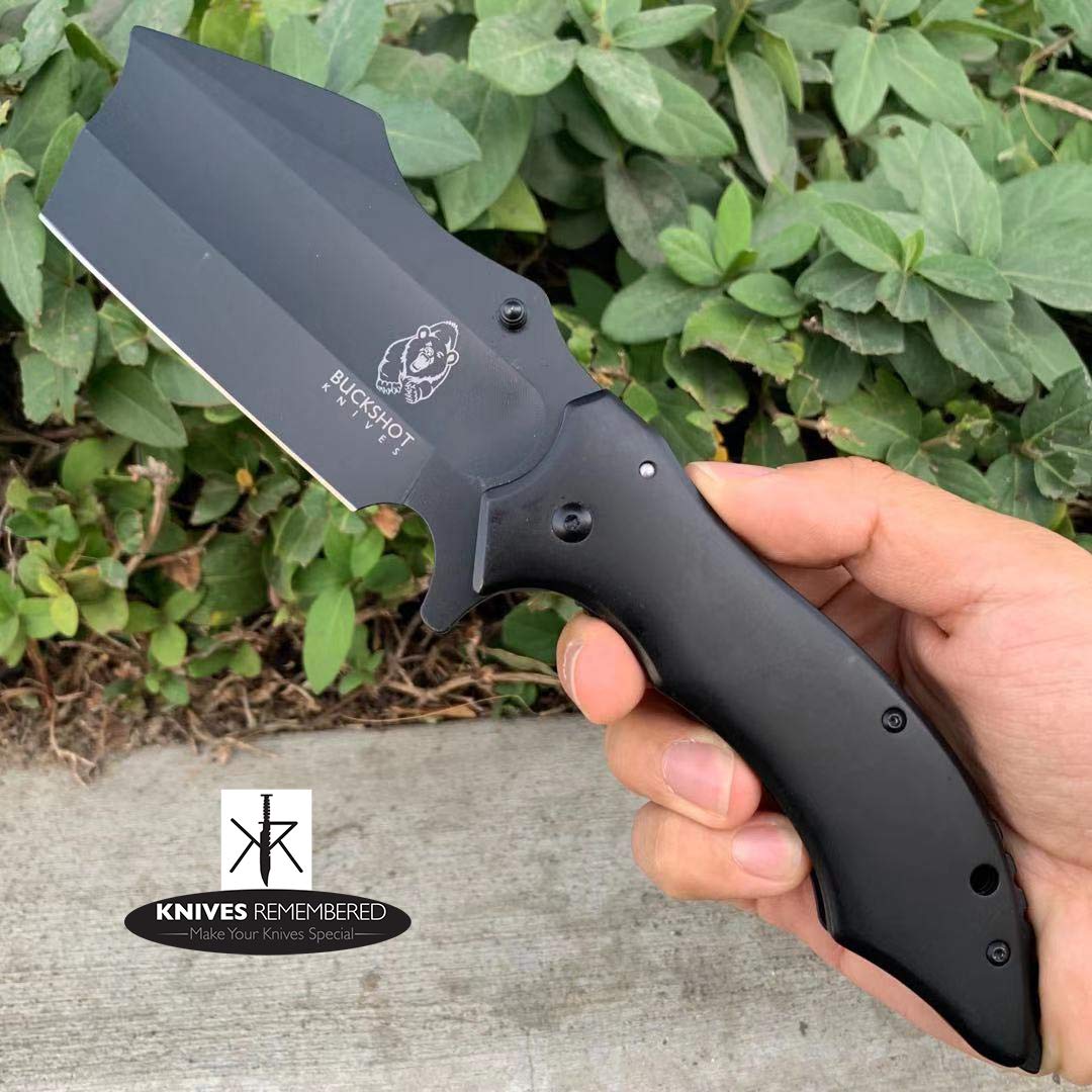 Custom Monogram Knife - Personalized Engraved Pocket & Hunting Knife - Folding Cleaver Knife (Black) for Outdoor Adventures, Camping & Everyday Carry