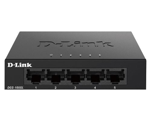 D-Link DGS-105GL 5-Port Gigabit Ethernet Switch - Unmanaged, Metal Housing, Plug & Play - Ideal for Home Office, Small Business & Gaming Setup