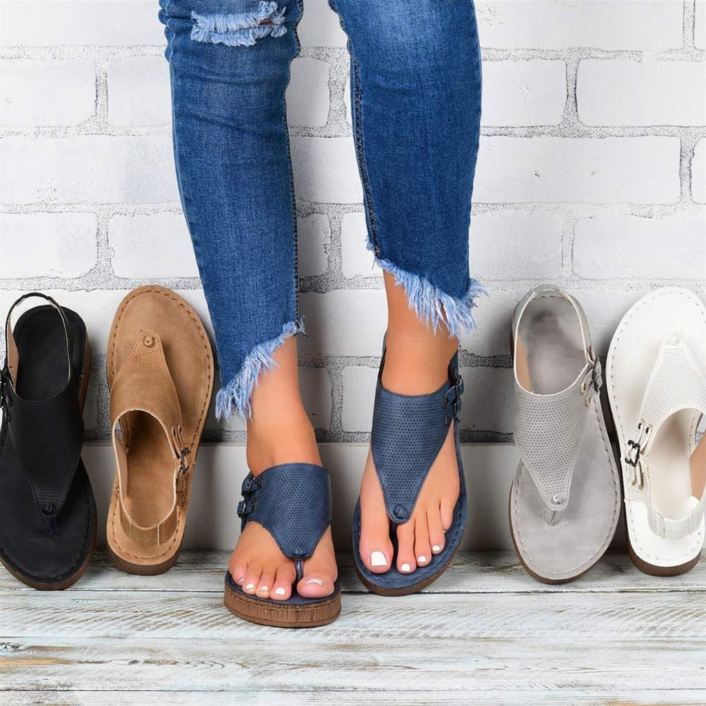 Women's Boho Beaded Platform Sandals - Summer Casual Cross Strap Flat Shoes for Beach, Vacation & Outdoor Walking | Comfortable & Stylish Slippers by Gibobby Prime