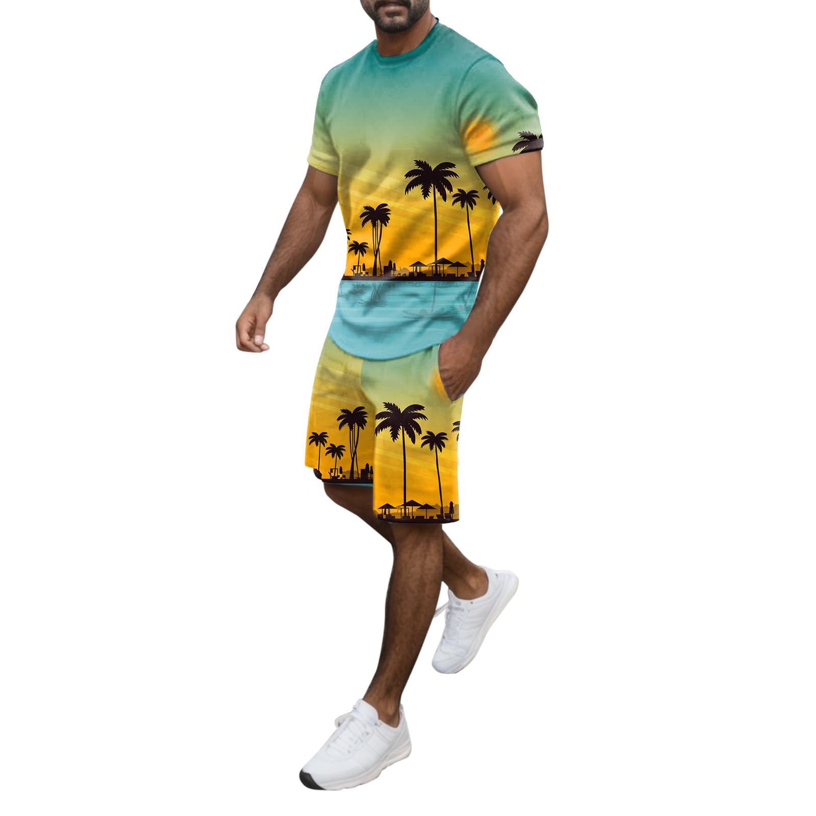 Men's Tropical Print Beach Shirt - Slim Fit DryBlend Henley Shirt for Summer | Date Night & Vacation Outfit | Breathable Casual Wear for Pool Parties, Beach Trips & Tropical Getaways