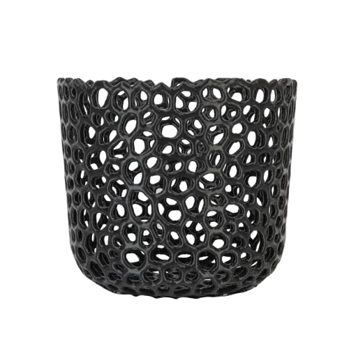Voronoi Mesh Cylinder Pot for Orchids, Air Plants & Succulents - Breathable Black Planter for Healthy Root Growth | Perfect for Indoor Gardening, Home Decor & Office Plants