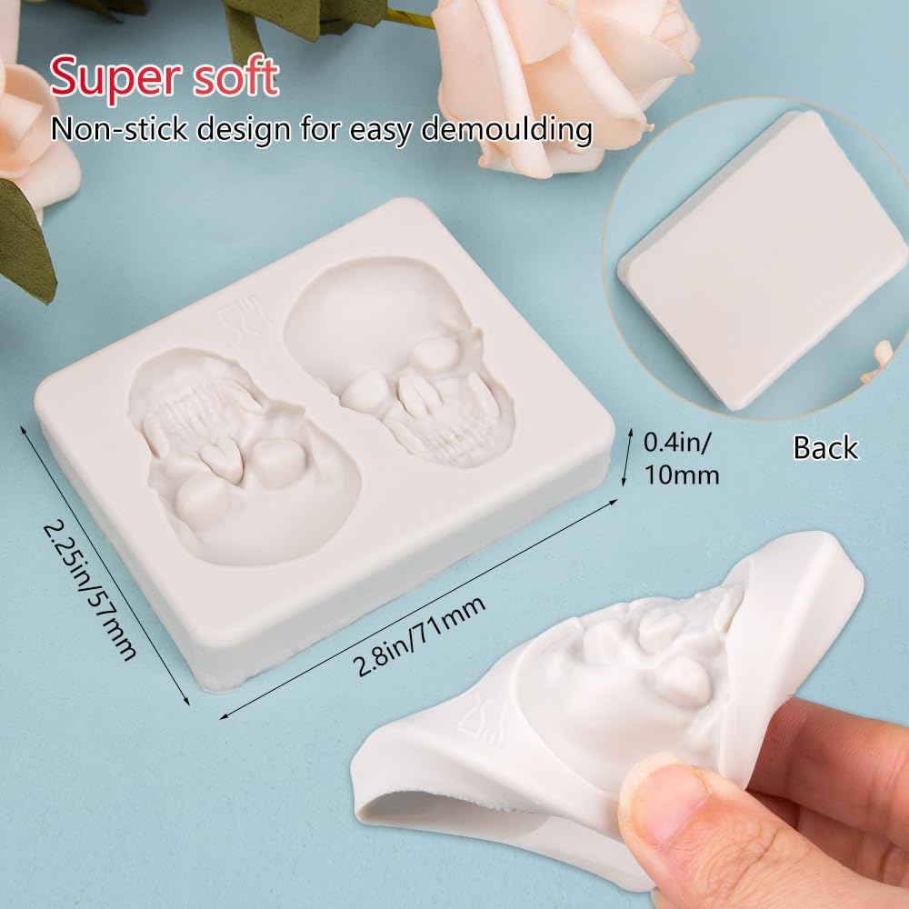 KOOBOOK 1Pcs Creative Skeleton Head Skull Silicone Mold for Cake Decorating, Chocolate, Candy, Pastry DIY - Perfect for Halloween, Birthday Parties, and Themed Desserts