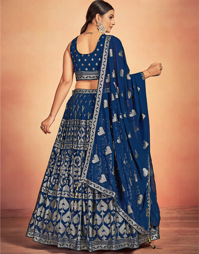 Royal Blue Georgette Lehenga Choli Set for Women - Indian Traditional Bridal Wear | Perfect for Weddings, Festivals & Special Occasions