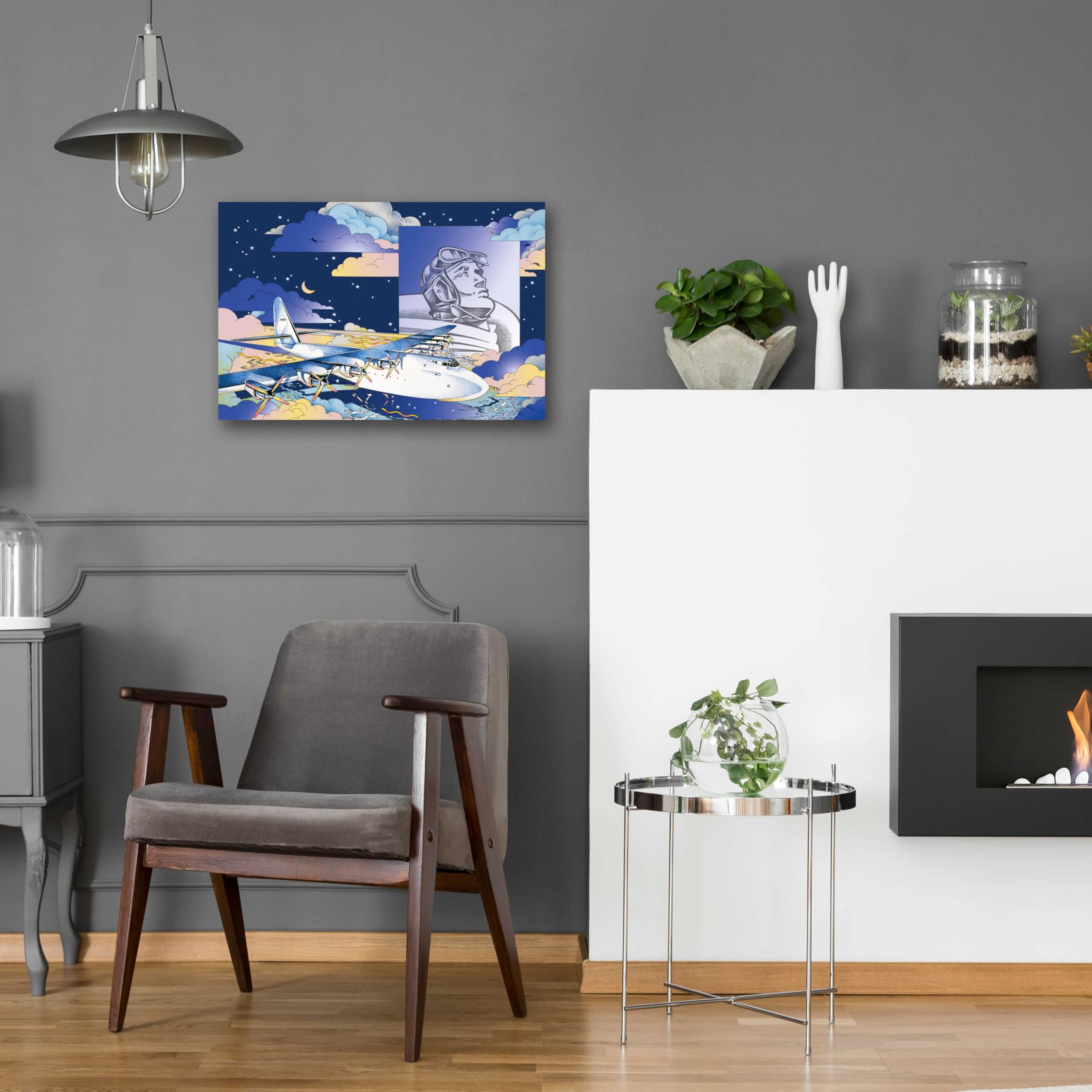 Epic 'Spruce Goose' Aviation Art Print by David Chestnutt - 24x16 Inch Acrylic Glass Wall Decor - Perfect for Home Office, Living Room & Man Cave Decor