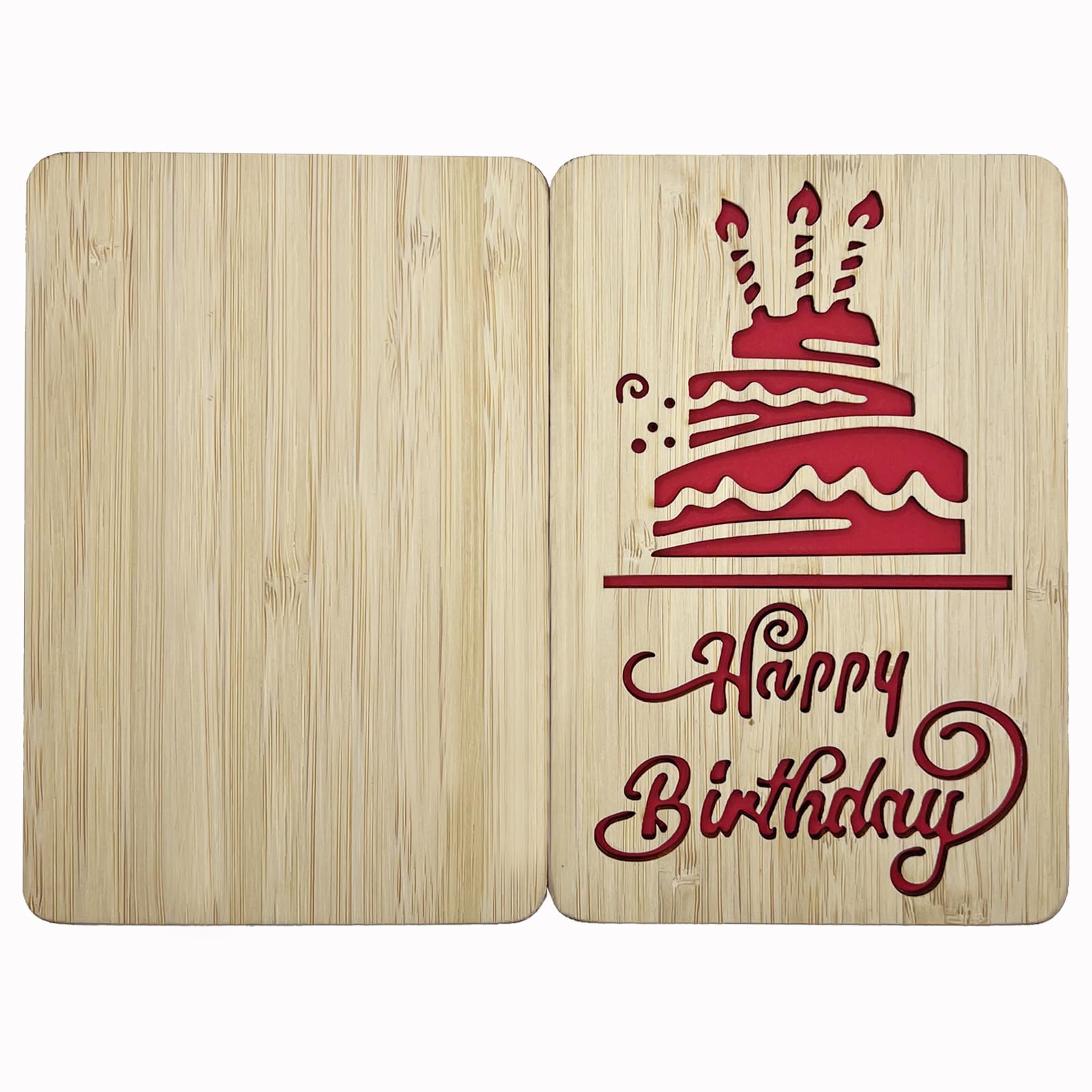 Handmade Bamboo Wood Birthday Greeting Card with Cute Cake Design - Unique Eco-Friendly Birthday Gift for Friends, Family & Loved Ones | Perfect for Anniversaries, Special Occasions & Thoughtful Surprises
