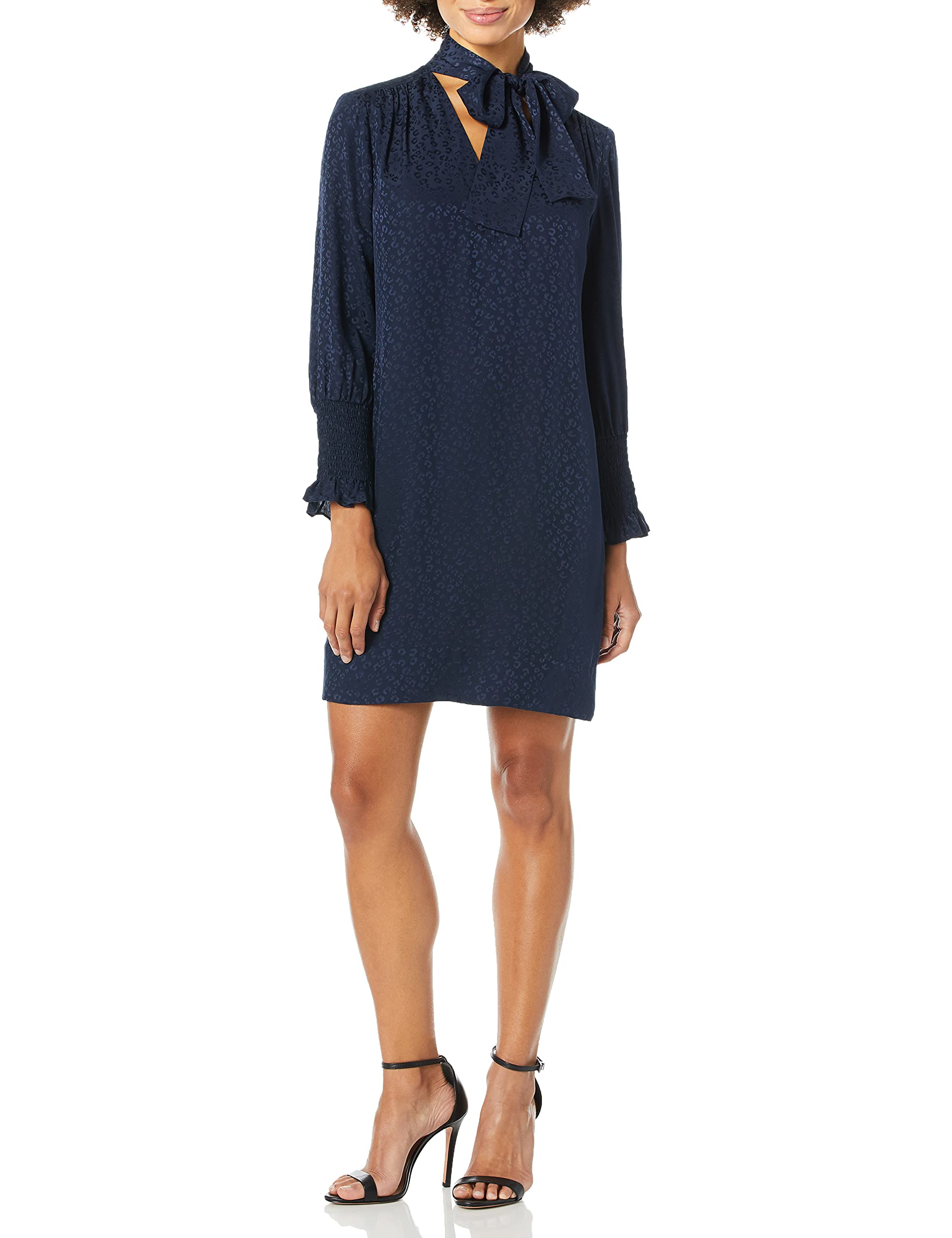 Rebecca Taylor Women's Long Sleeve Cheetah Jacquard Dress - Elegant Animal Print Party & Cocktail Dress for Evening Events, Date Night & Special Occasions