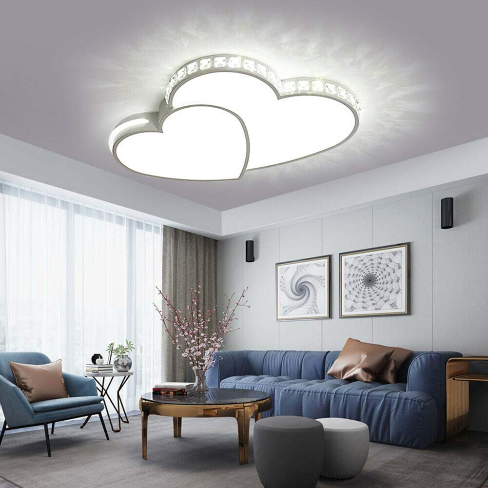Modern LED Crystal Chandelier - Energy Saving Ceiling Light with High Light Transmittance, Heart-Shaped Metal Fixture for Living Room, Bedroom, Dining Room & Kitchen | Perfect for Romantic Dinners, Home Decor & Ambient Lighting