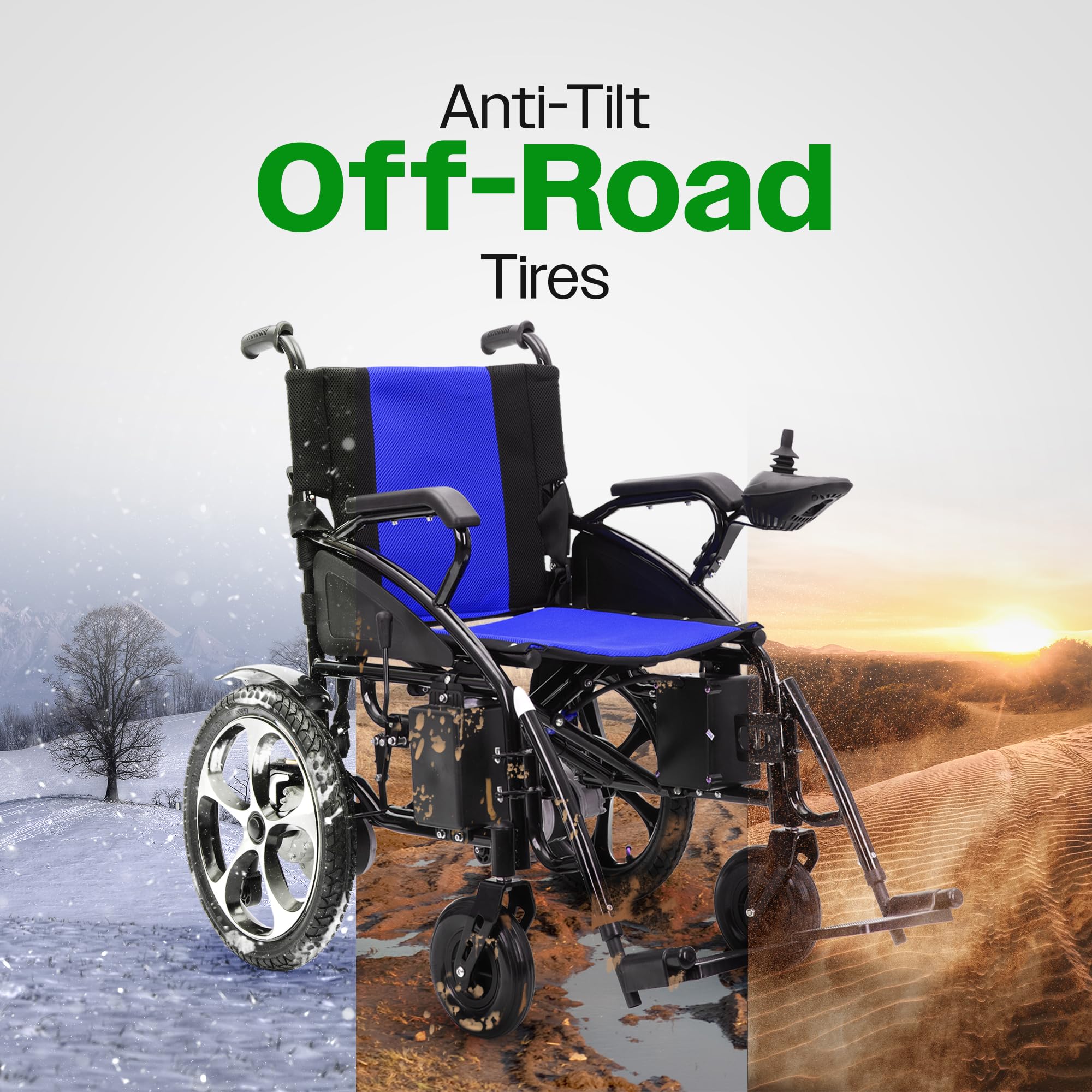 **Artemis All-Terrain Heavy Duty Electric Wheelchair for Adults & Seniors - 2xMotor Foldable Power Wheelchair, Blue - Ideal for Outdoor, Travel & Daily Mobility**