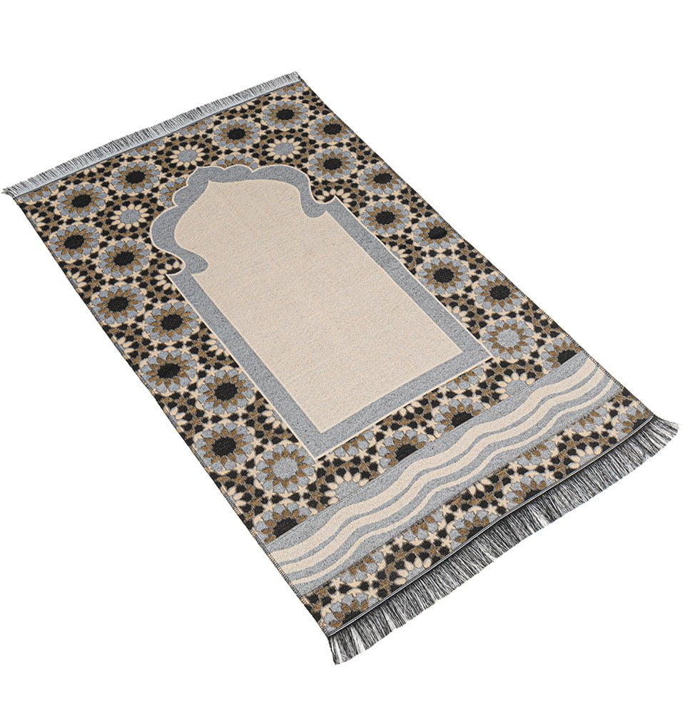 Premium Chenille Thin Travel Islamic Prayer Mat - Lightweight & Portable for On-the-Go Worship (Black) | Perfect for Home, Mosque, Travel & Outdoor Prayer