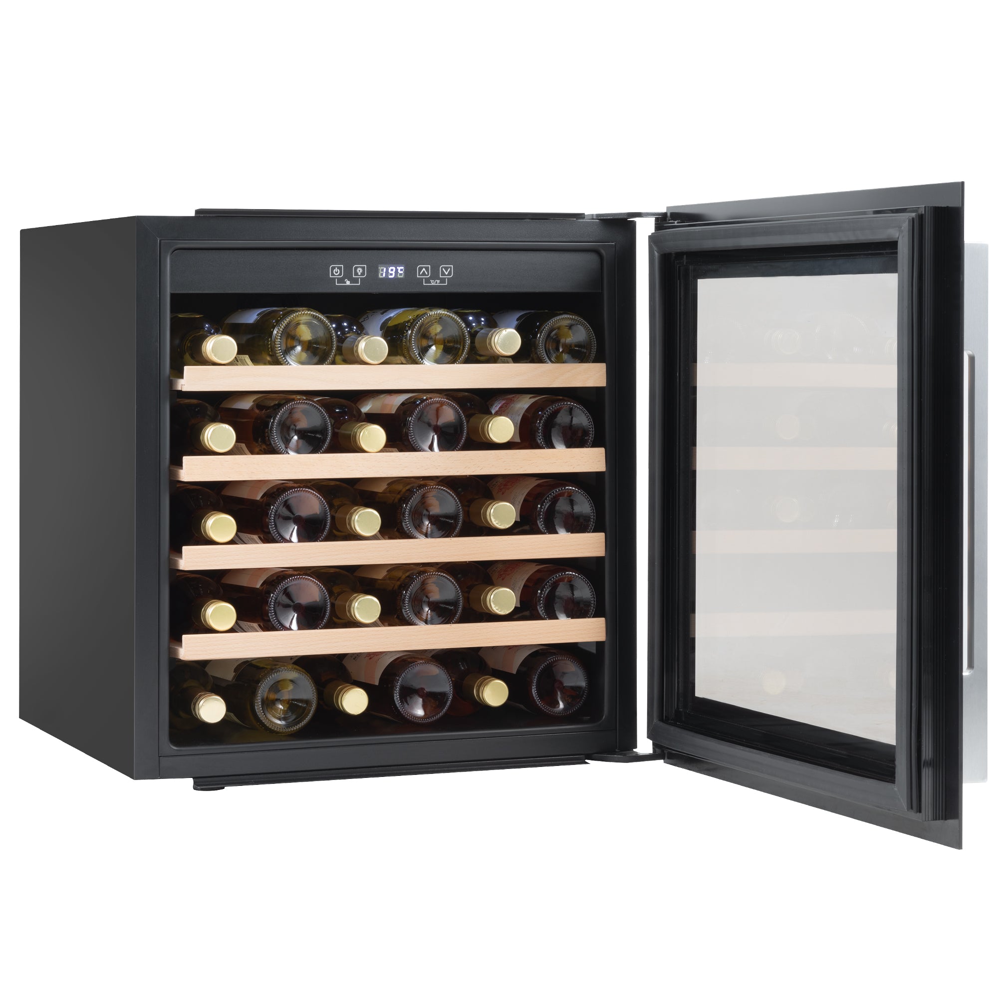 60cm Built-In 36 Bottle Wine Cooler Refrigerator with Beech Wood Shelves - Black DH206 | Perfect for Home Bars, Restaurants & Wine Cellars | Energy Efficient Cooling for Optimal Wine Storage