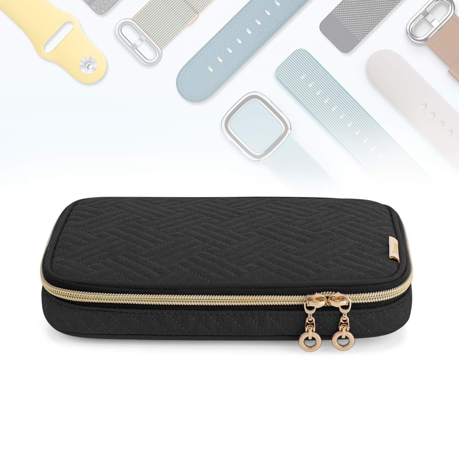 Premium Watch Band Storage Case - Holds 12 Watch Straps, Travel Organizer for Apple Watch & Smartwatch Bands (Black) | Perfect for Travel, Home Organization & Watch Collection Display