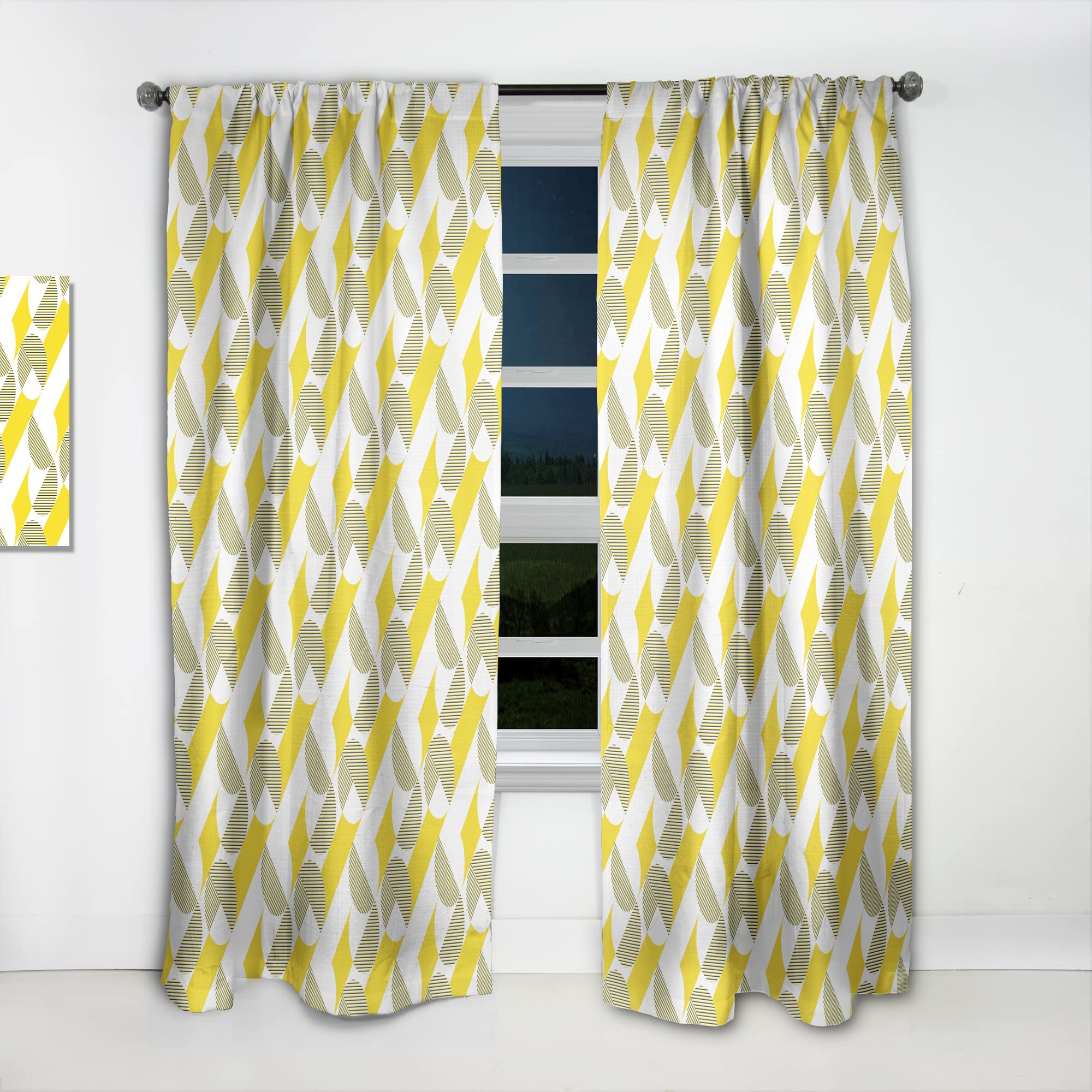 DesignQ Abstract Retro Geometric II Thermal Insulated Curtains - Single Panel 52x84 Inches - Blackout Drapes for Bedroom & Living Room - Perfect for Home Decor & Sun Protection