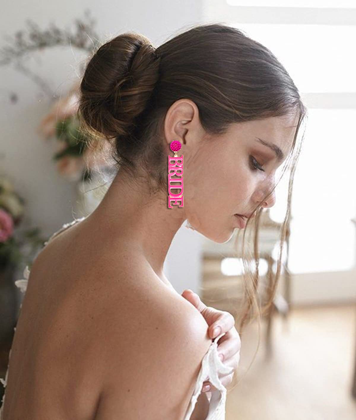 Hypoallergenic BRIDE Letter Drop Dangle Earrings for Women - Rhinestone Bridal Jewelry for Wedding, Valentine's Day & Bachelorette Party | Perfect Gift for Bride & Bridesmaids | Elegant Fashion Accessories for Special Occasions