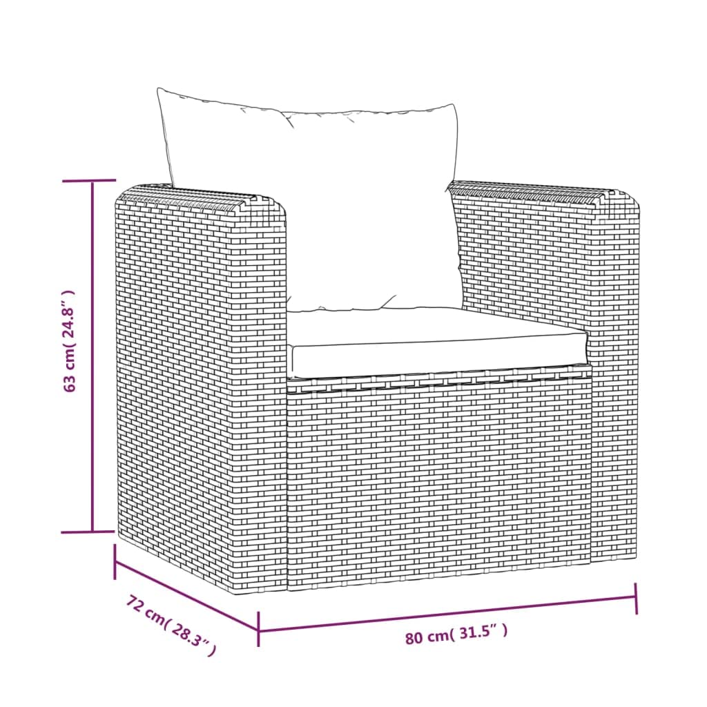 Outdoor Wicker Sofa Set with Cushions & Coffee Table - PE Rattan Sectional Patio Furniture for Garden, Porch, Backyard - Rustic Black Modern Lounge Seating for Relaxing & Entertaining