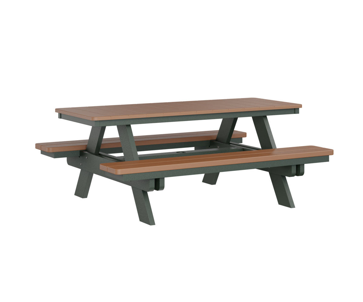 Berlin Gardens Rectangular Picnic Table - Outdoor Dining Set for Patio, Backyard, and Park - Heavy Duty Weather-Resistant Wooden Picnic Bench with Umbrella Hole