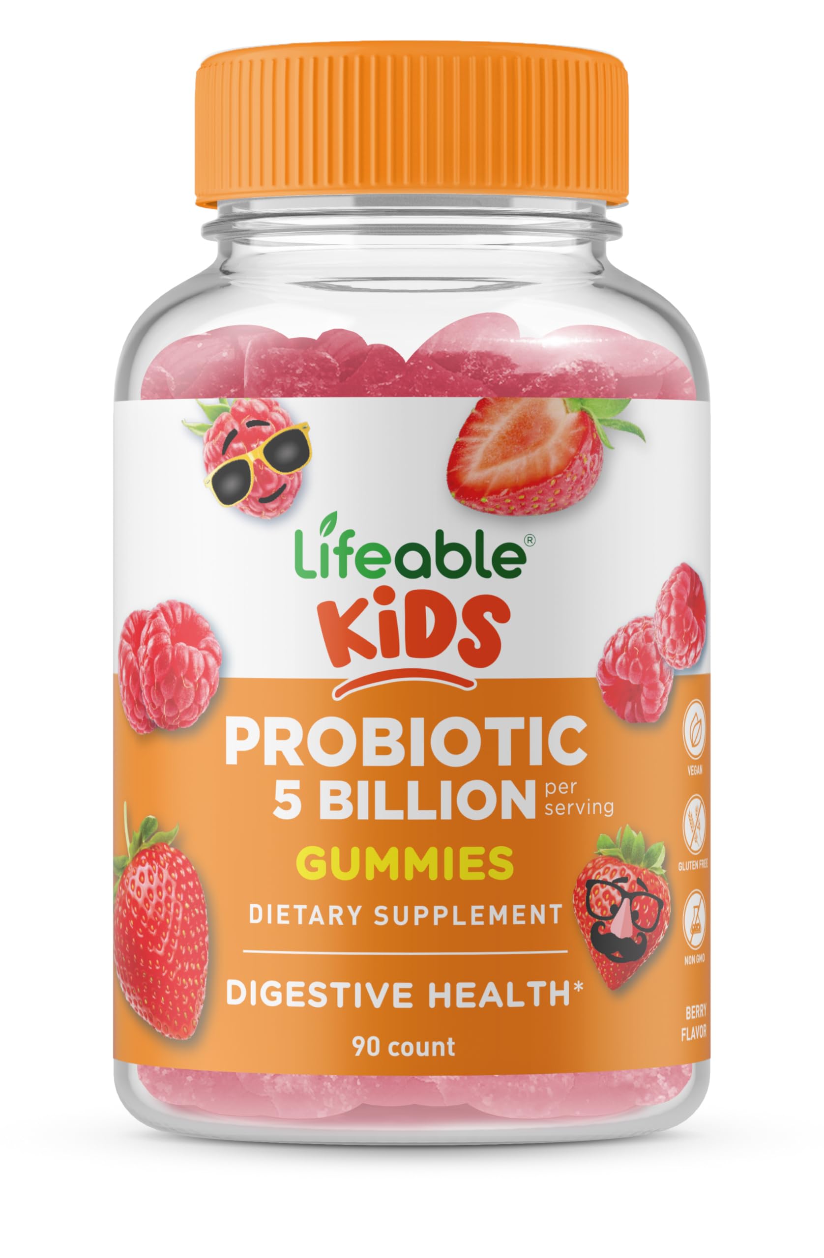 Lifeable Kids Probiotic Gummies - 5 Billion CFU (50mg) per Serving - Delicious Berry Flavor for Gut Health & Immune Support - Digestive & Immune System Booster for Boys & Girls - 90 Count - Perfect for School Lunches & Travel Snacks