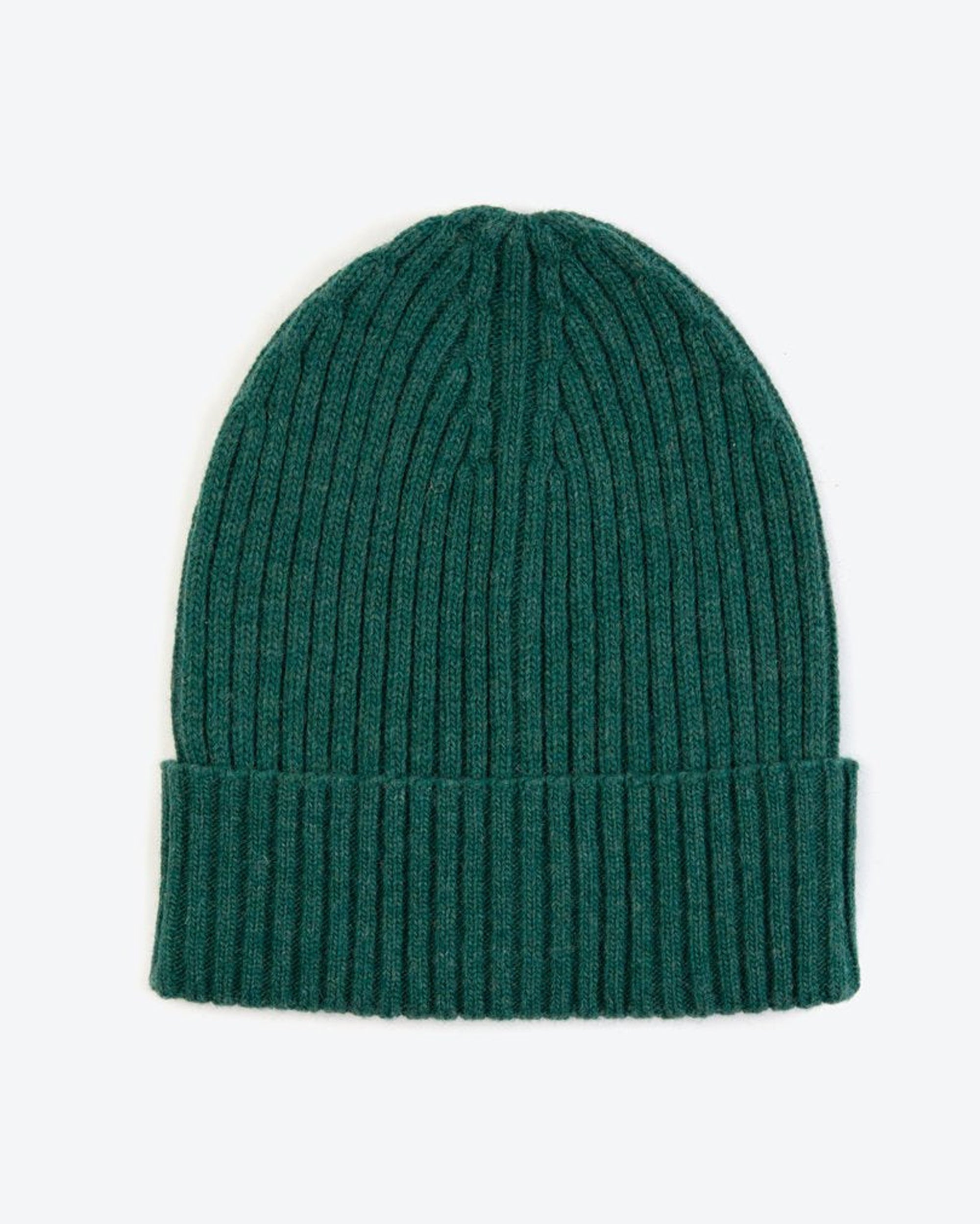 Miss Pompom Green Wool Ribbed Beanie Hat for Women - Warm Winter Knit Cap for Outdoor Activities, Skiing, and Snowboarding