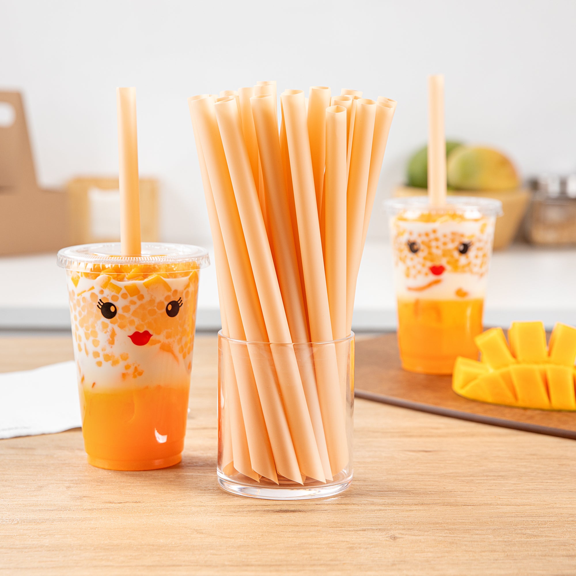 Eco-Friendly Extra Wide Boba Straws - 100 Count Box | Compostable PLA Plastic, Pointed Tip for Smoothie & Bubble Tea | Perfect for Home, Cafes & Parties