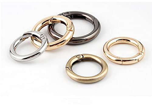 8pcs Black Gun Spring O Ring, 1 Inch (2.5cm) Round Carabiner Snap Clip Trigger Spring Keyring Buckle - Durable O Ring for Bags, Purses, Backpacks, Keychains & Outdoor Gear - Perfect for Camping, Hiking, Travel & Everyday Carry Accessories