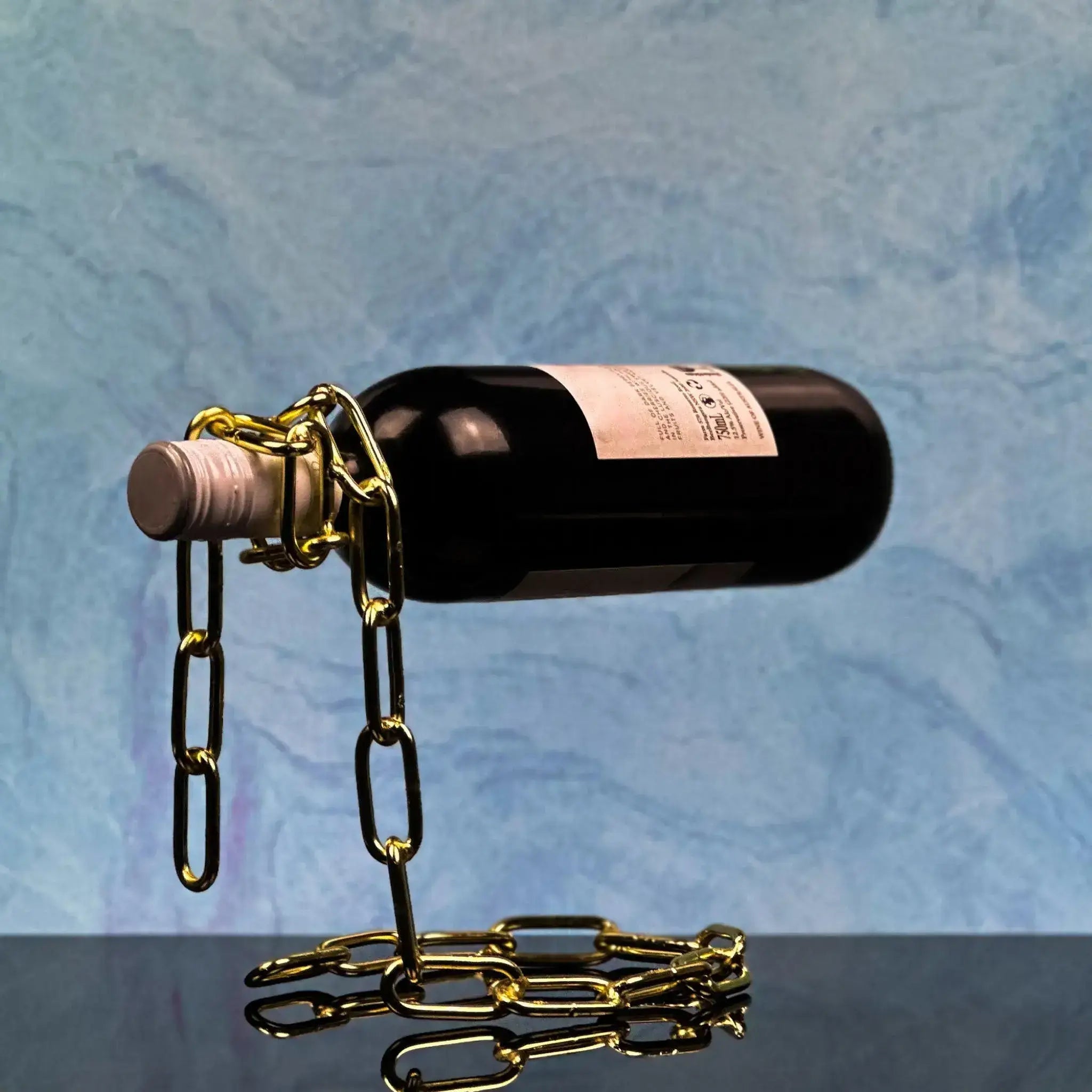 Elegant Metal Chain Link Wine Bottle Holder - Copper, Gold & Silver for Home Bar, Kitchen & Party Decor