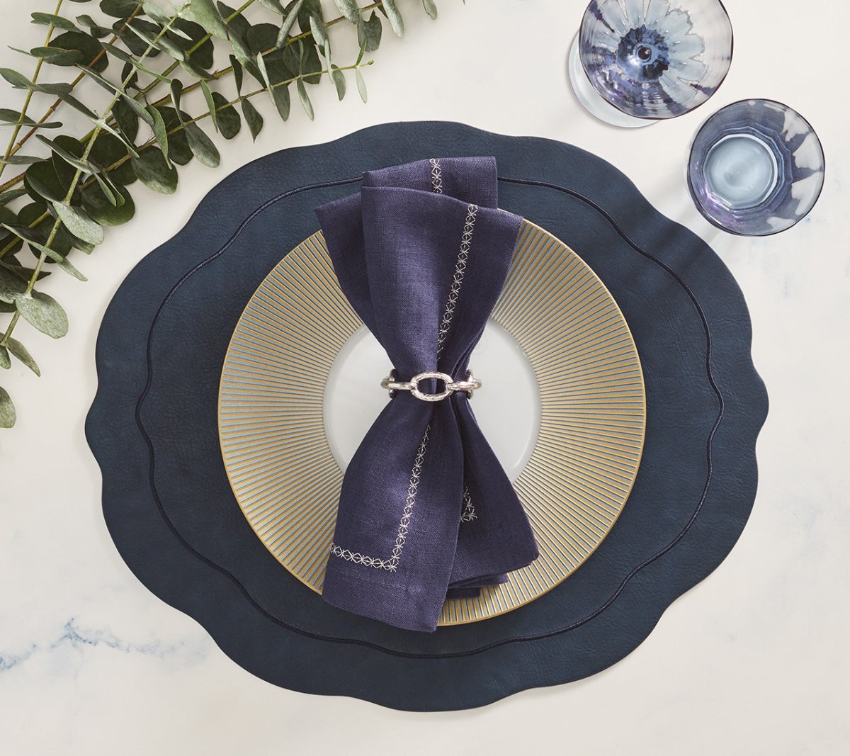 Premium Classic Blue Napkins Set of 4 - 100% Cotton Dinner Napkins for Formal Dining, Parties & Everyday Use