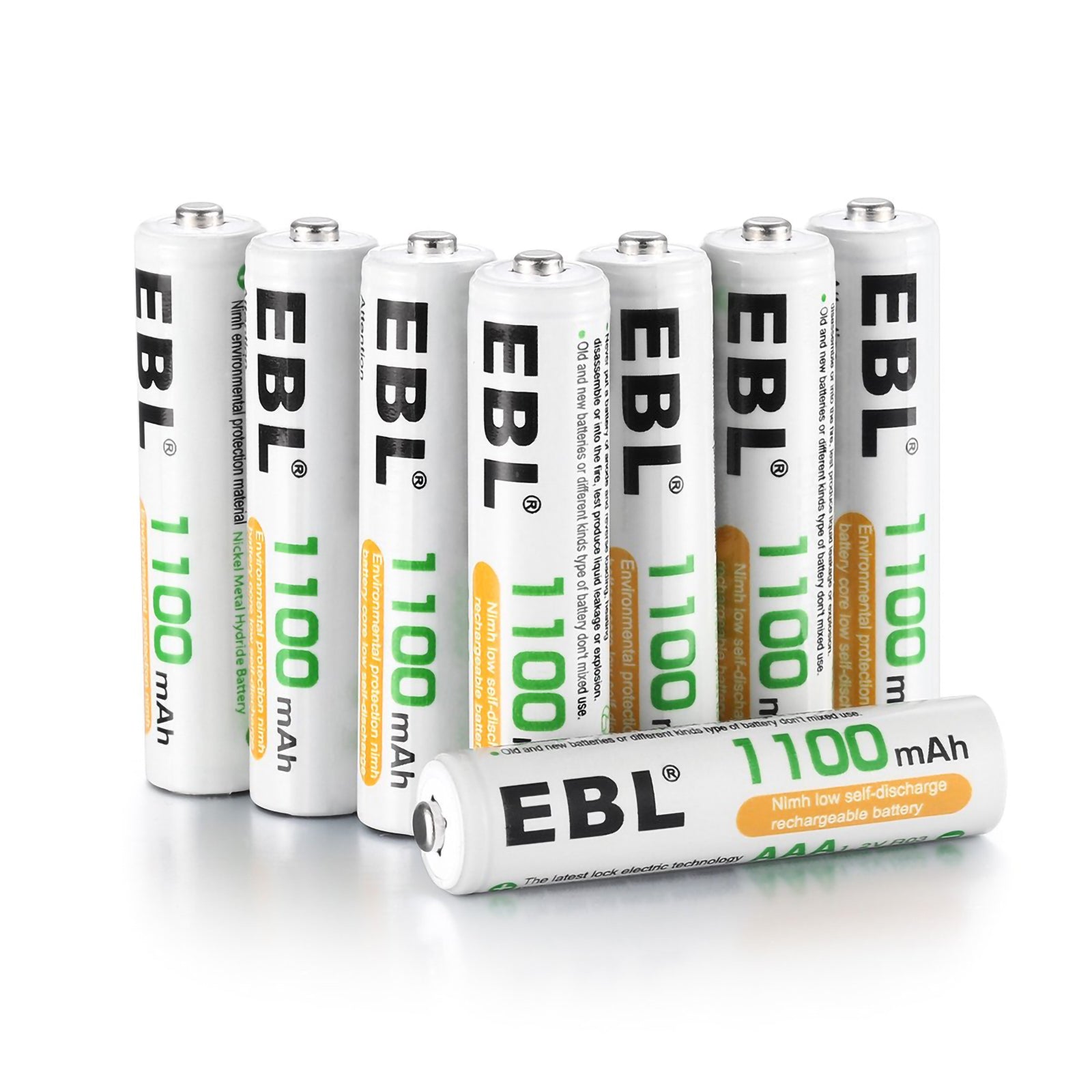 EBL AAA Rechargeable Ni-MH Batteries 1100mAh - 8 Pack High Capacity Low Self Discharge Batteries for Cameras, Toys, Flashlights & Electronic Devices - Long Lasting Power Supply