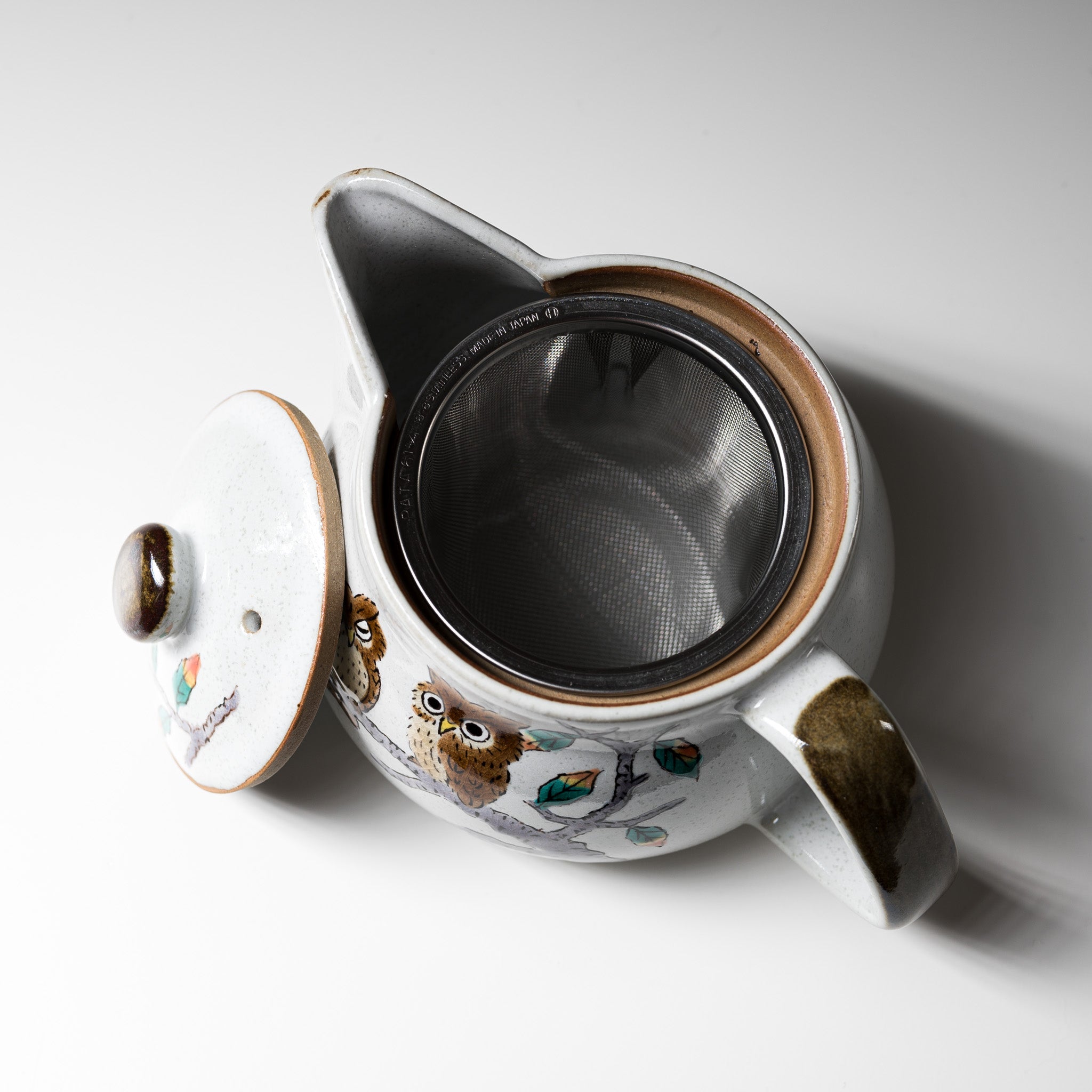 Premium Kutani Ware Owl Single Tea Pot - Handcrafted Japanese Ceramic Teapot for Green Tea & Herbal Infusions - Perfect for Tea Ceremonies, Gifts & Home Decor