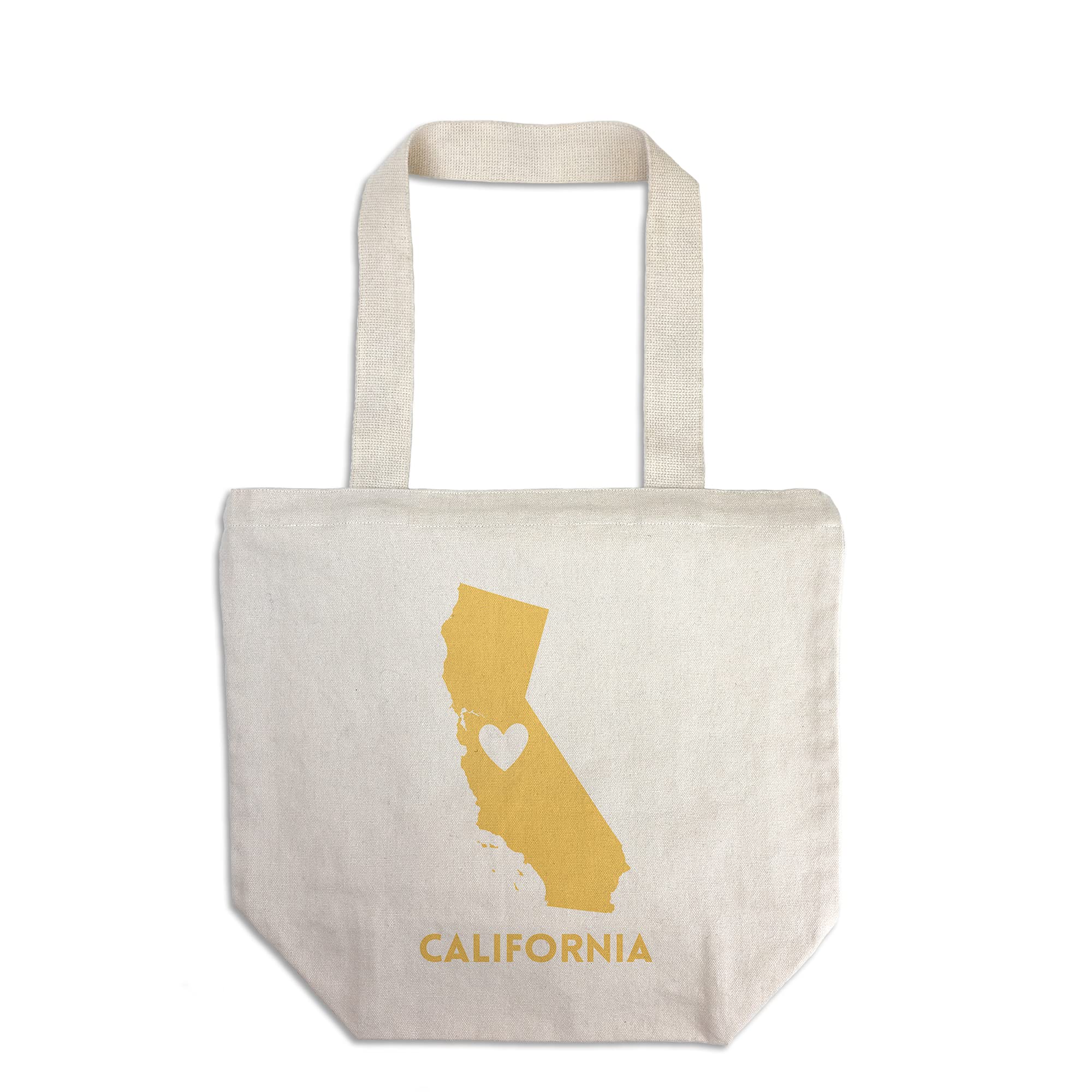 California State Outline and Heart Tote Bag - 100% Cotton Canvas Reusable Shopping Bag - Perfect for Groceries, Beach Trips & Eco-Friendly Lifestyle