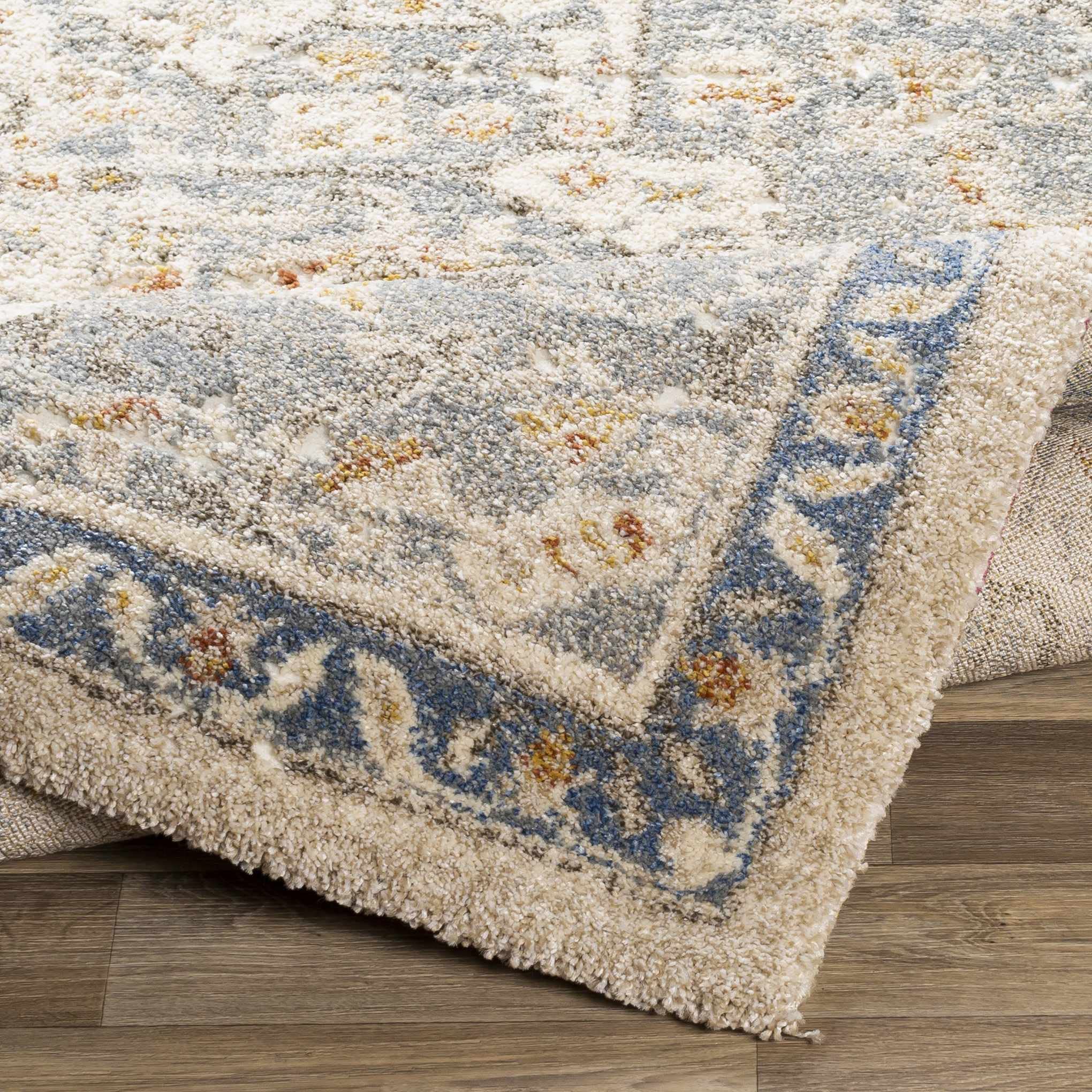 Premium Hauteloom Chesnee Traditional High-Pile Area Rug - Blue & Yellow 7'10