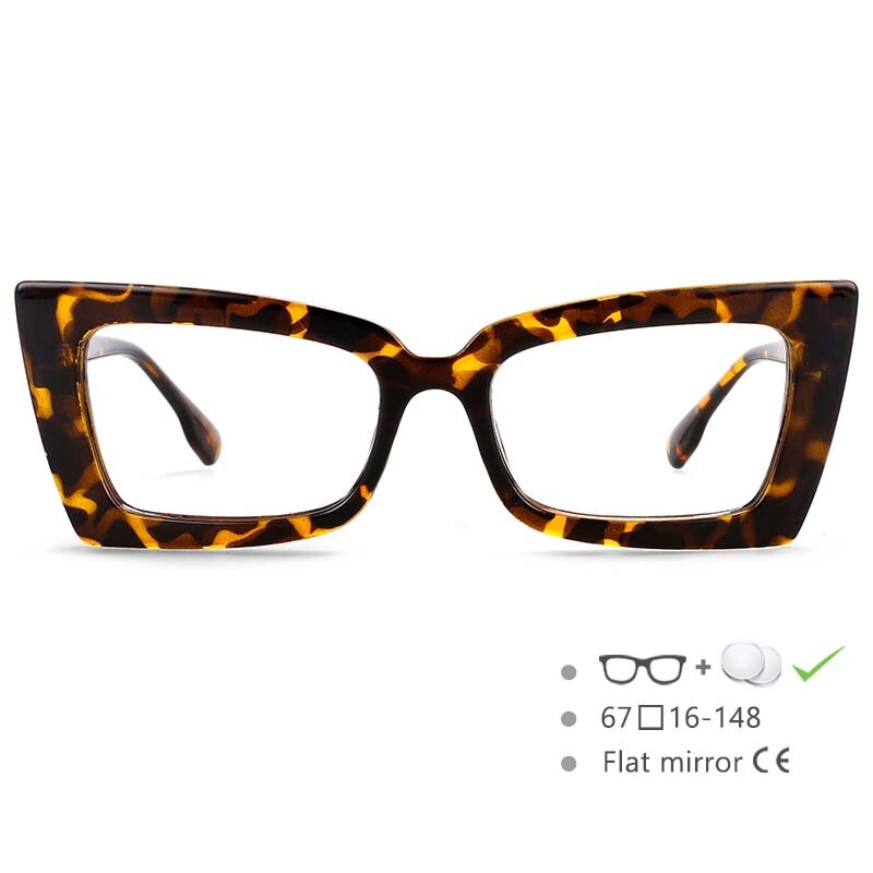 CCspace Women's Oversized Rectangle Cat Eye Resin Frame Eyeglasses 54536 - Trendy Retro Glasses for Women, UV Protection, Lightweight & Comfortable - Perfect for Reading, Driving, Fashion Accessories & Daily Wear