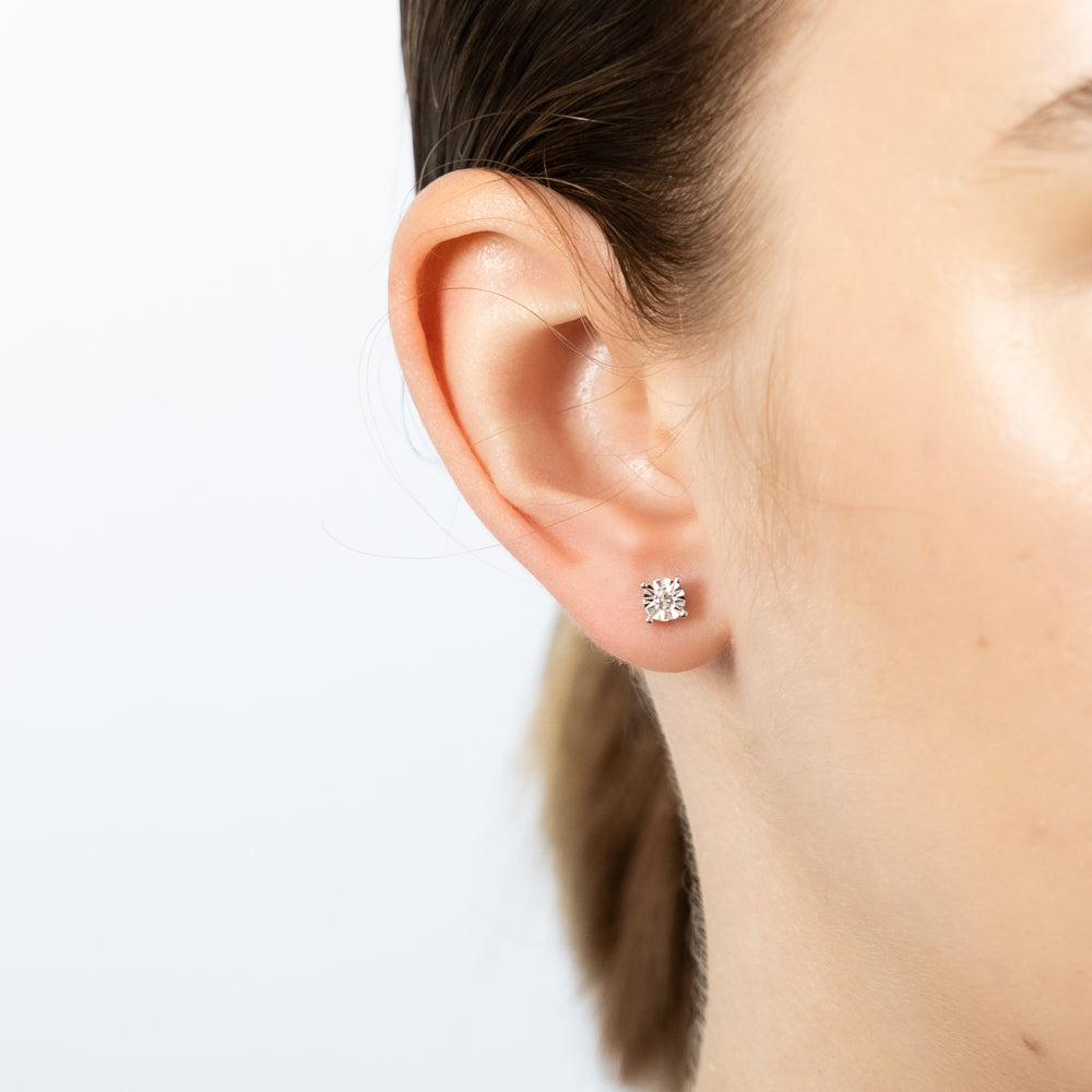 9ct Yellow Gold 5-Point Diamond Stud Earrings - Elegant Jewelry for Women - Perfect for Weddings, Anniversaries & Special Occasions