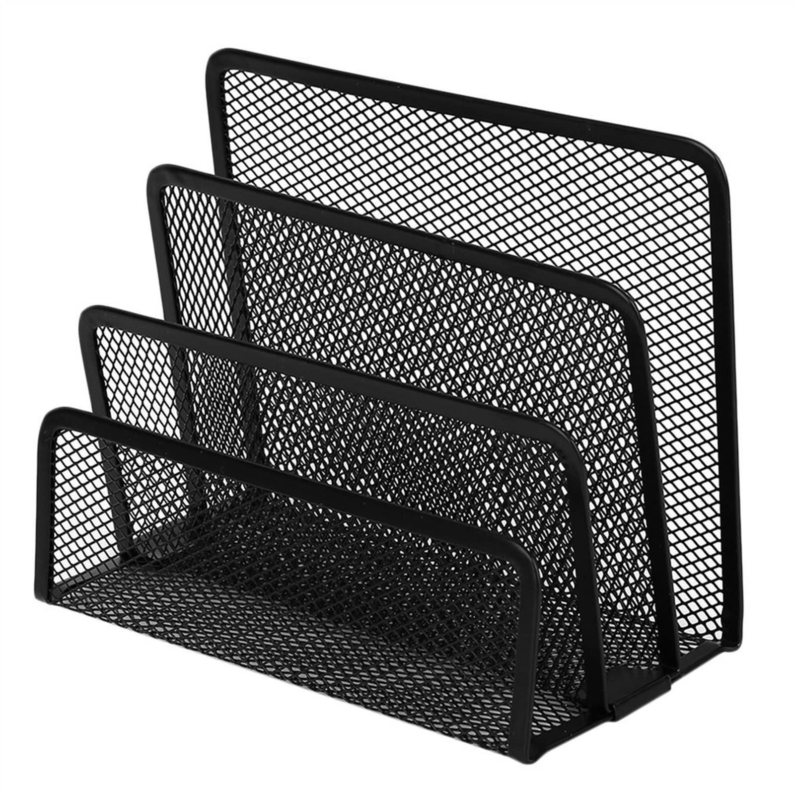WSNDY Black Mesh Metal Letter Sorter - Mail Document File Tray, Office Desk Organizer for Paper, Files, Magazines - Perfect for Home Office, School, and Workplace Organization