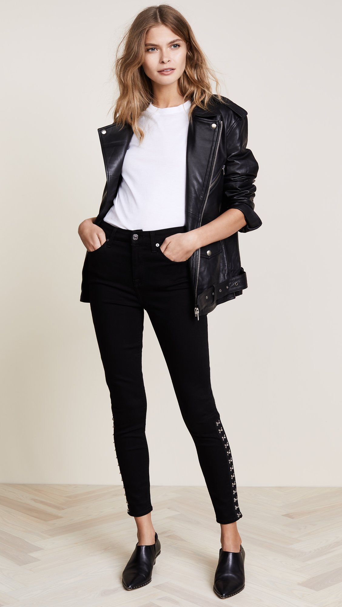 7 For All Mankind Women's Hook Hem Skinny Fit Jeans - Black Size 32 | Stretch Denim Pants for Casual Wear, Night Out & Everyday Comfort