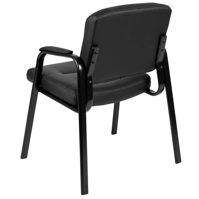 BIFMA Certified Black Leather Executive Reception Chair with Metal Frame - Premium Office Furniture for Reception Areas, Waiting Rooms & Conference Rooms