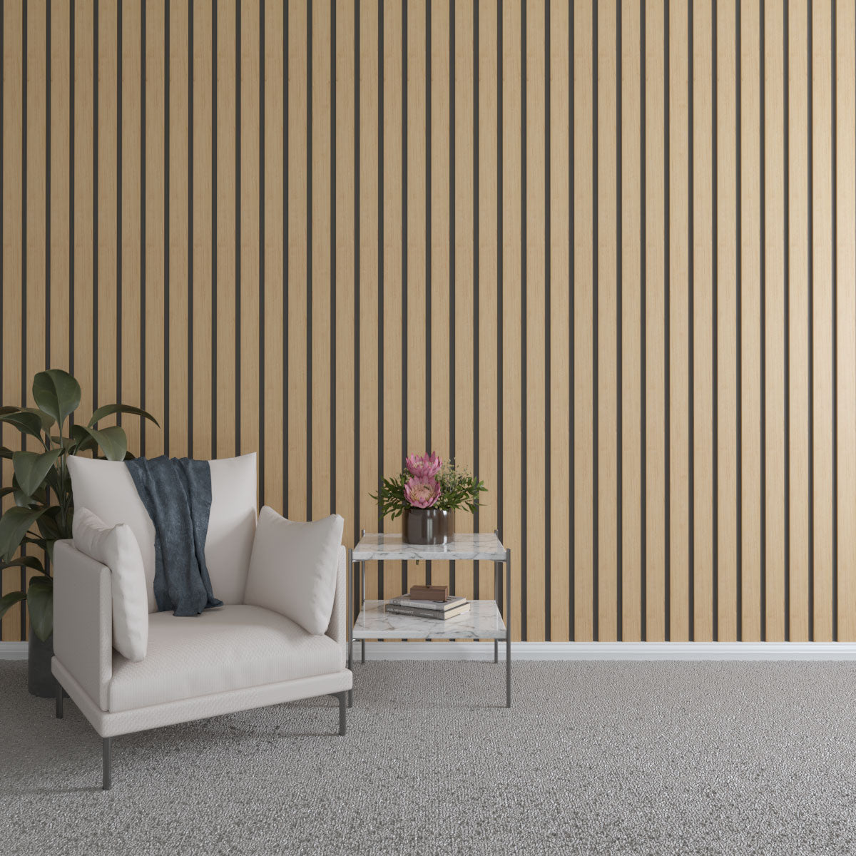 Adjustable Wood Slat Wall Kit - Modern DIY Room Divider & Decorative Panel for Home & Office - Perfect for Living Room, Bedroom, or Workspace Partitions
