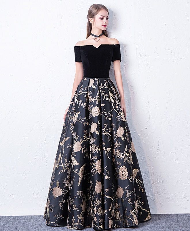 Elegant Black Off Shoulder Long Prom Dress for Women - Formal Evening Gown for Homecoming, Ball, and Special Occasions