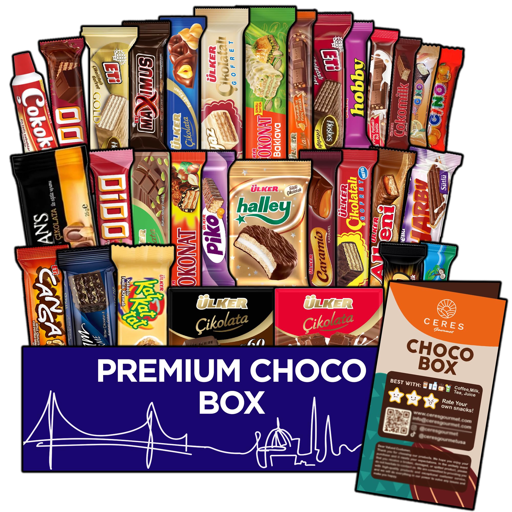Premium Chocolate Gift Box - 31 Assorted International Chocolates & Candies for Gifting & Parties