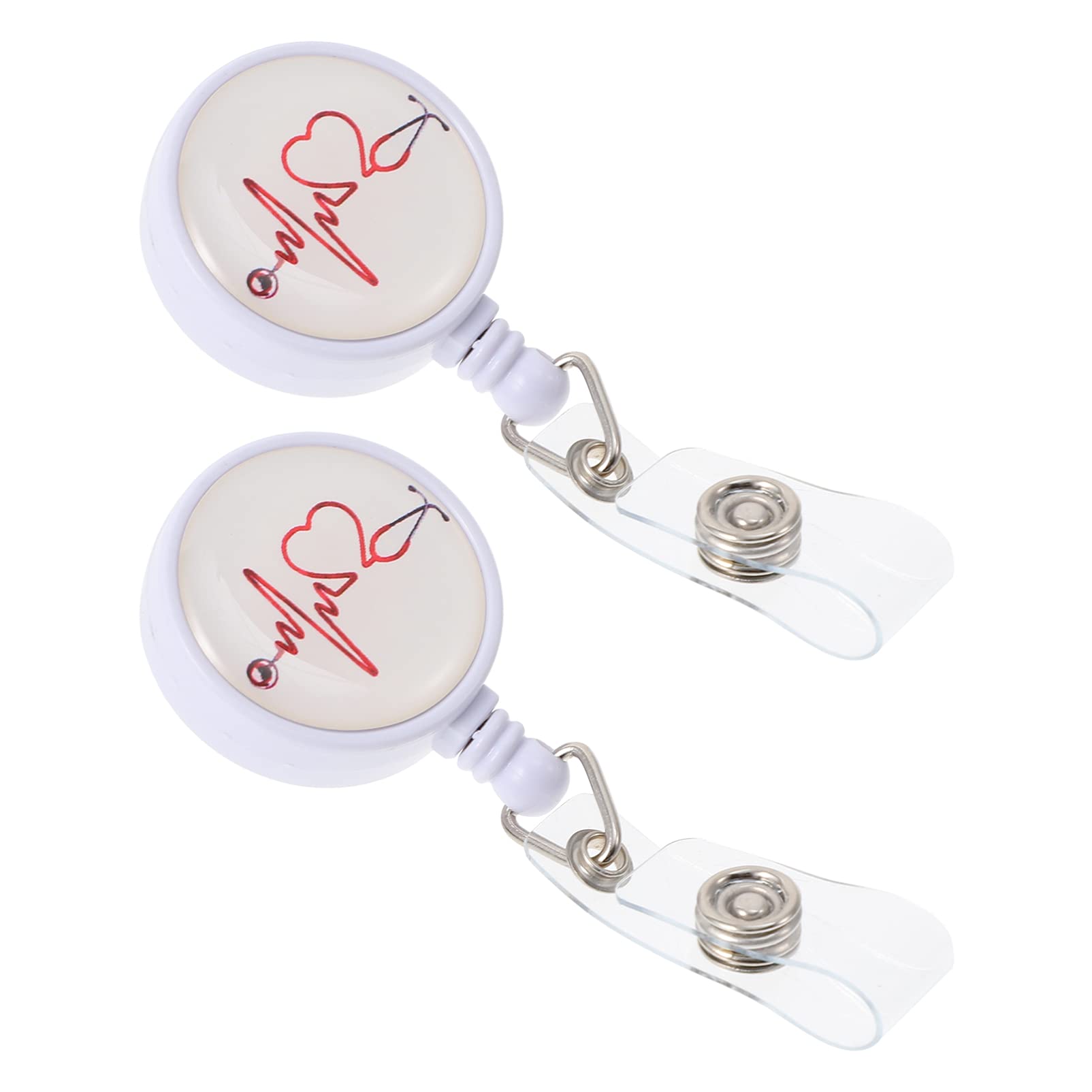 Cabilock 2-Pack Retractable ID Badge Holder Reels with ECG Stickers - Secure Card Holders for Office Workers, Doctors & Nurses - Perfect for Hospitals, Clinics & Corporate Offices