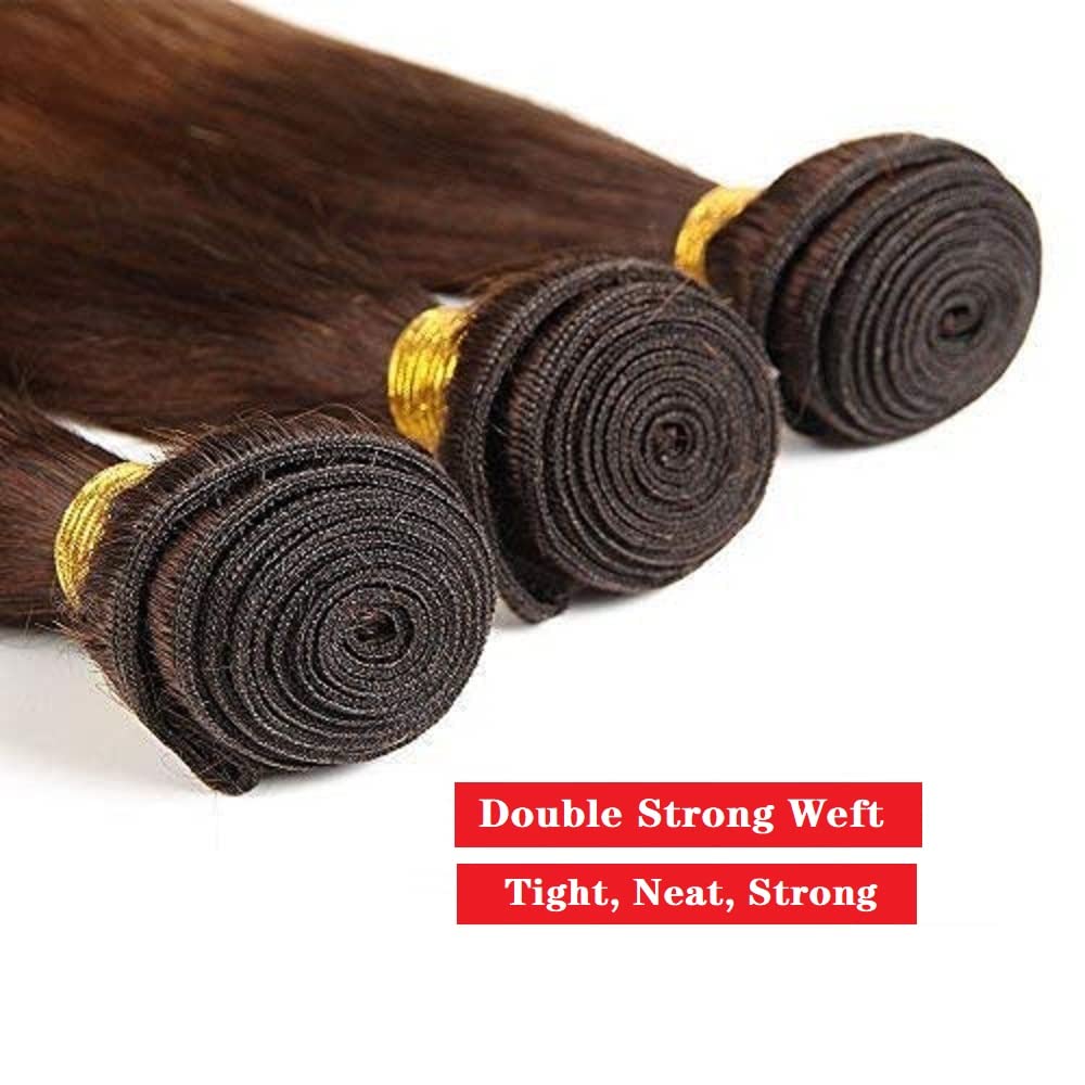 10A Brazilian Virgin Remy Hair Bundles Straight 2-Tone Ombre Black to Honey Brown 100% Unprocessed Human Hair Extensions (T4/30, 12 14 16 Inch) - Perfect for Daily Wear, Parties & Special Occasions