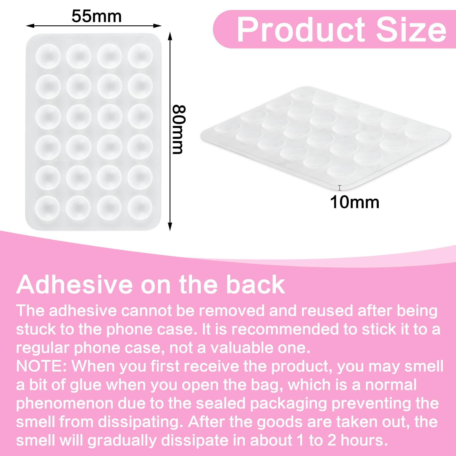 2PCS Non-Slip Silicone Suction Cup Phone Holder, Clear & Pink Sticky Grip for Hands-Free Shower Mirror Mount, Fidget Mirror for Selfies & Videos, Perfect for Bathroom, Car, and Home Use